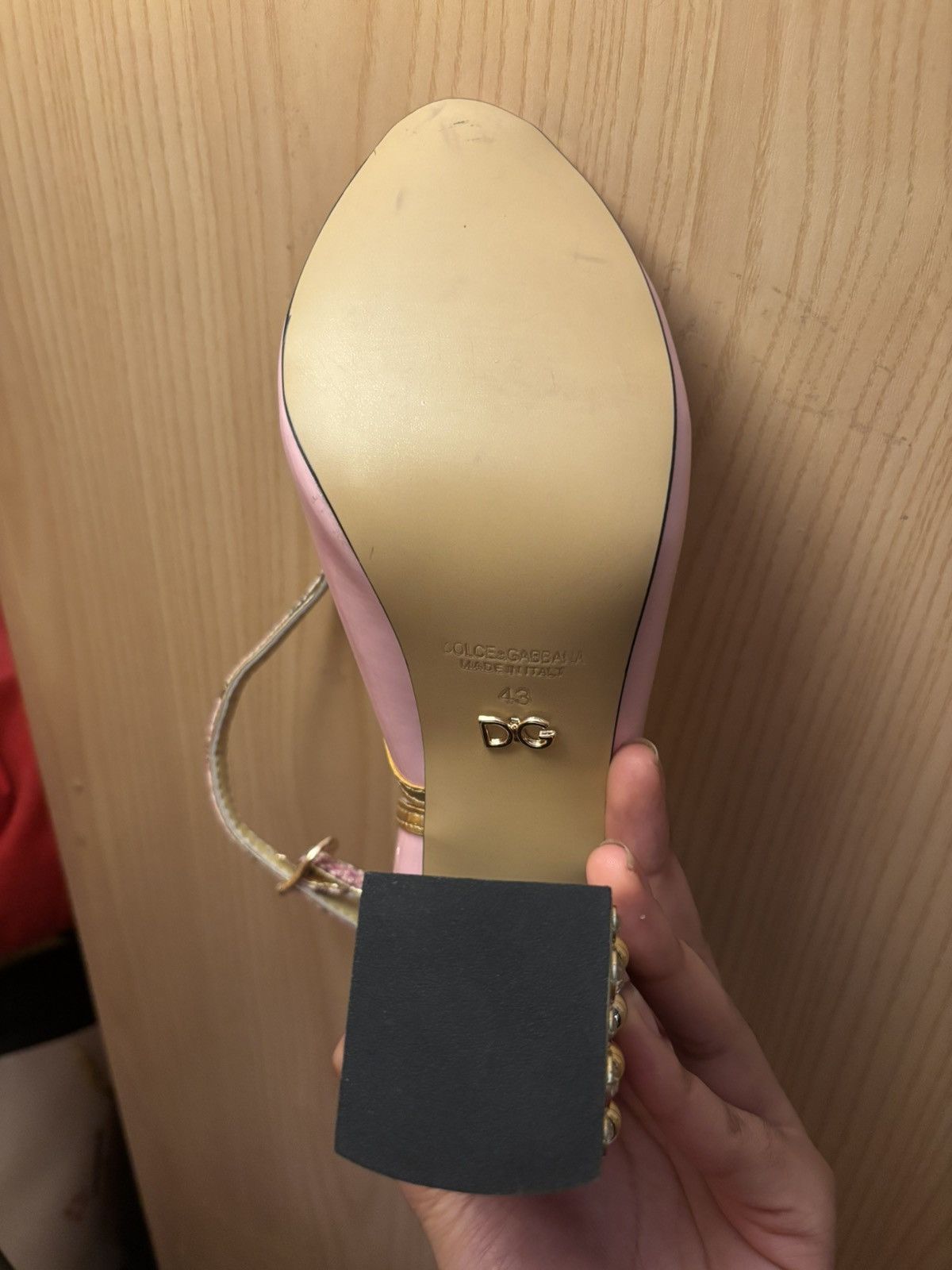 Dolce & Gabbana Dolce & Gabbana Pink & Gold Designer Heels Size US 10.5 / IT 40.5 - 3 Thumbnail
