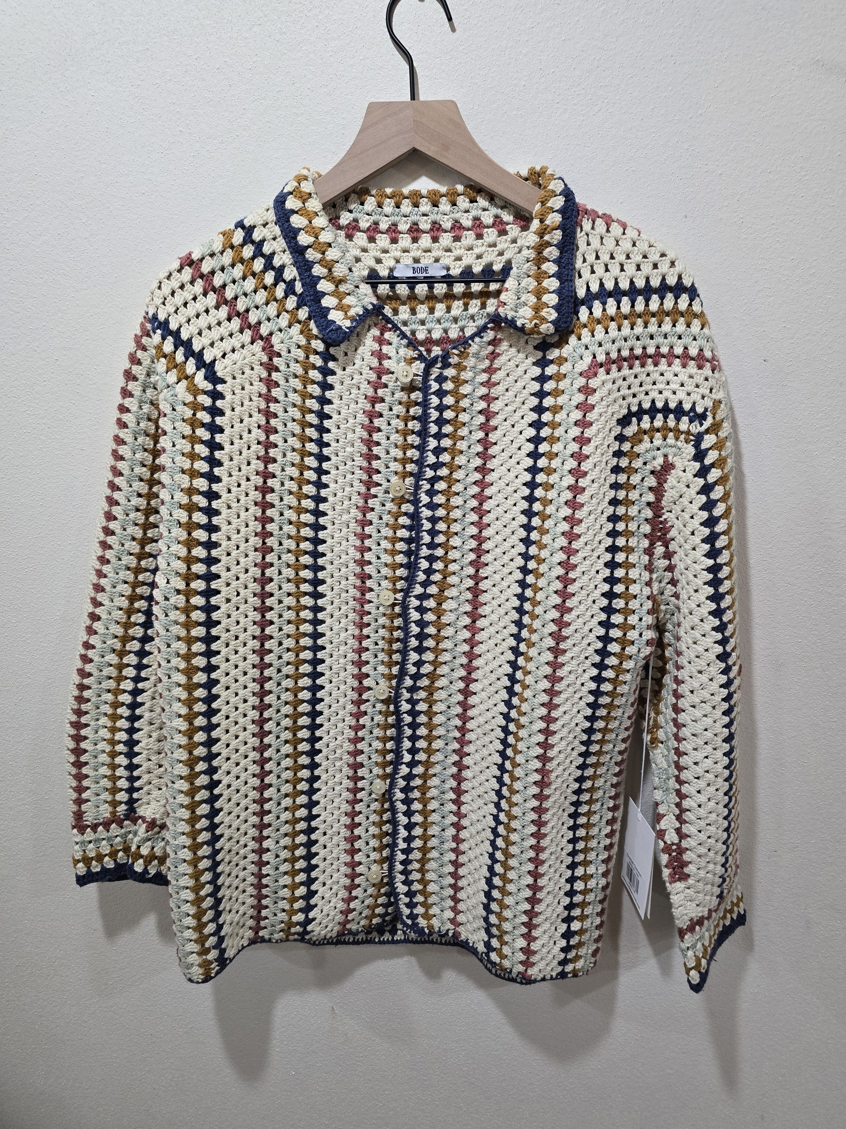 Bode Bode 1960's Crochet Tablecloth Knit Overshirt Size US M / EU 48-50 / 2 - 1 Thumbnail