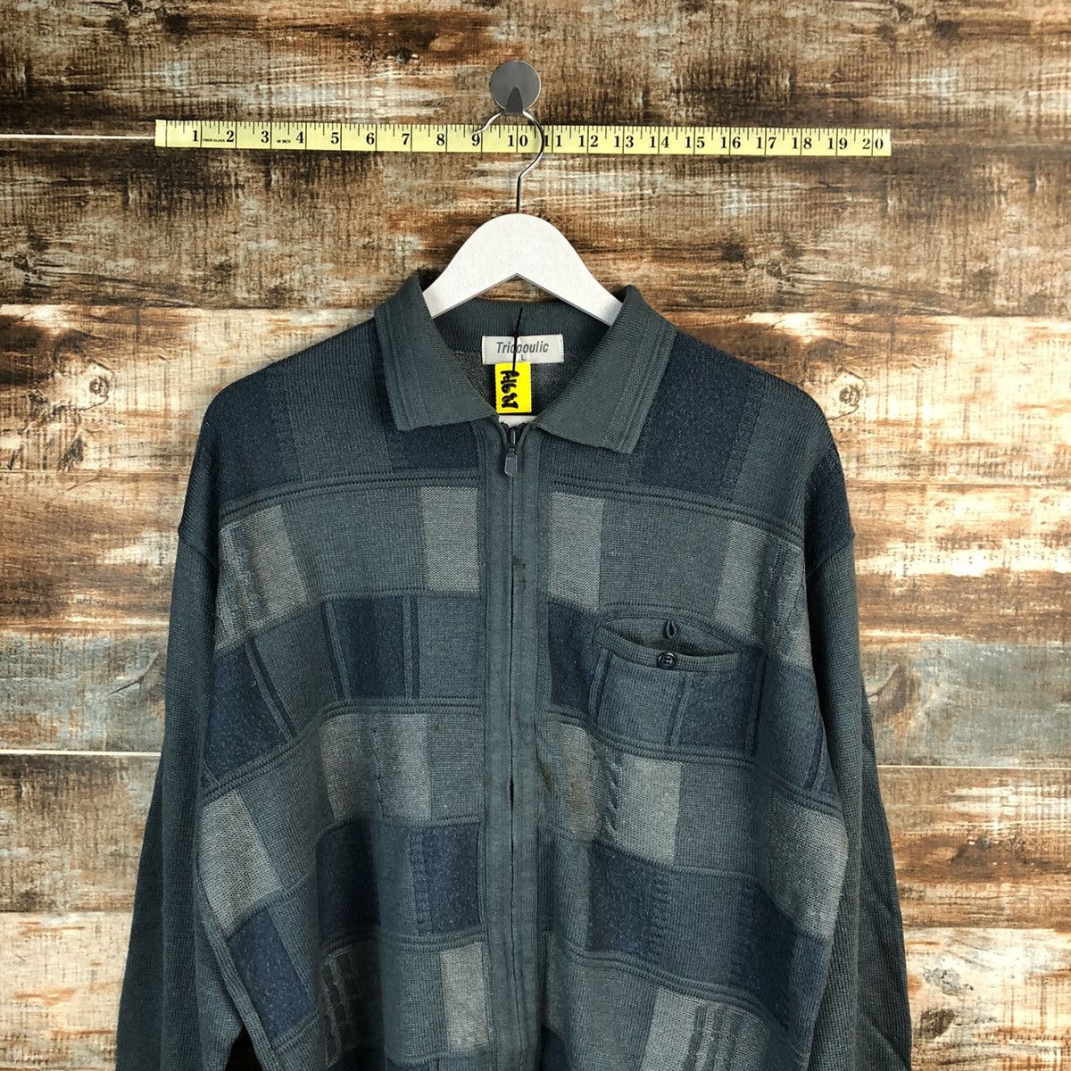 Homespun Knitwear TricoOulic Grey checkered Knitwear collar vintage #A1687 Size US L / EU 52-54 / 3 - 5 Thumbnail