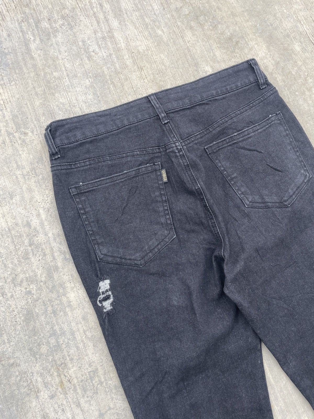 Tornado Mart 💥RARE💥GORGE DISTRESSED DARK INDIGO FLARE DENIM ARCHIVE Size US 29 - 5 Thumbnail