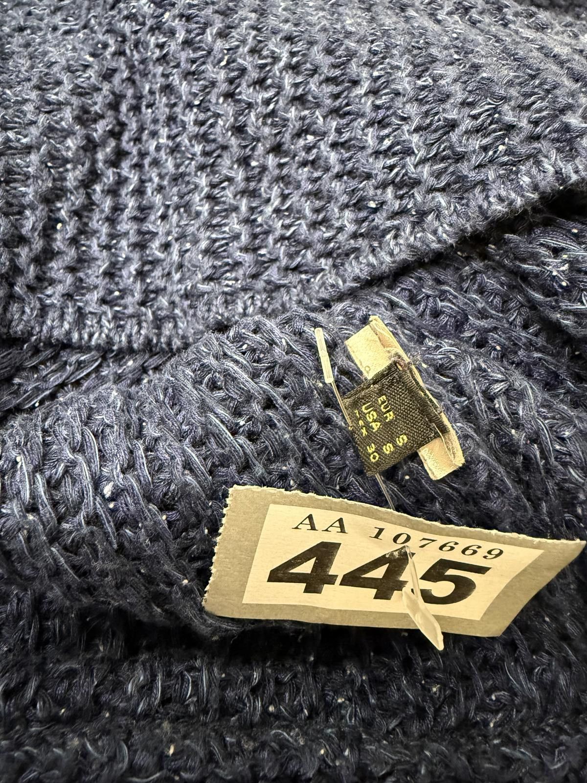 Unknown London Navy Blue Knit Sweater with V-Neck Size ONE SIZE - 2 Thumbnail