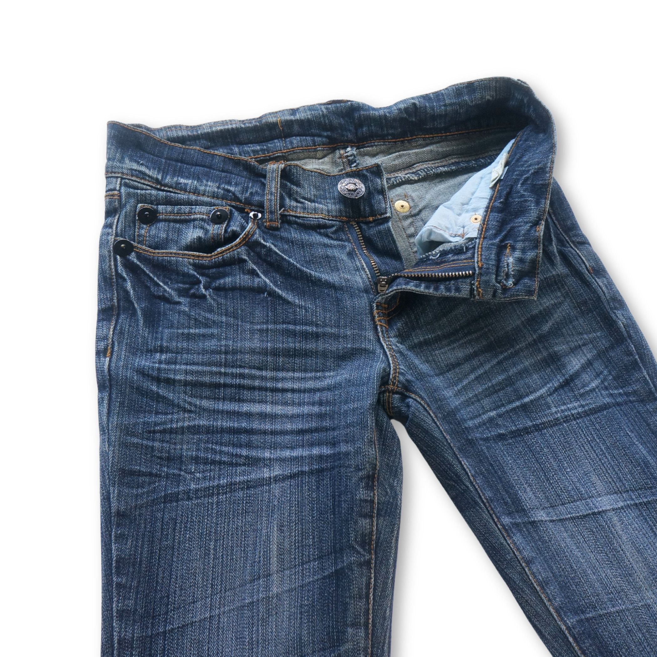 Japanese Brand Q.CO.CO By Happy Valley Low Rise Flare Whisker Jeans Size 26" / US 2 / IT 38 - 6 Thumbnail