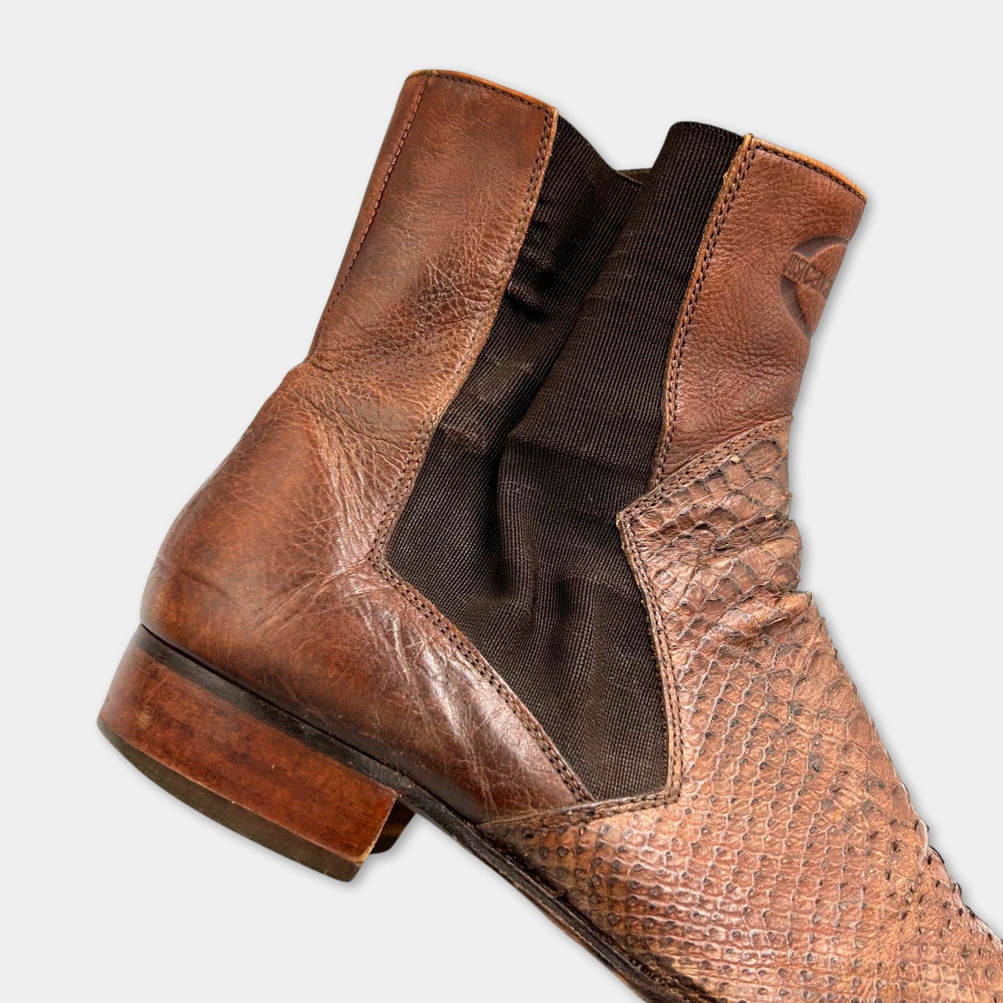Just Cavalli Just Cavalli Python Leather Brown Chelsea Boots Size US 11 / EU 44 - 3 Thumbnail