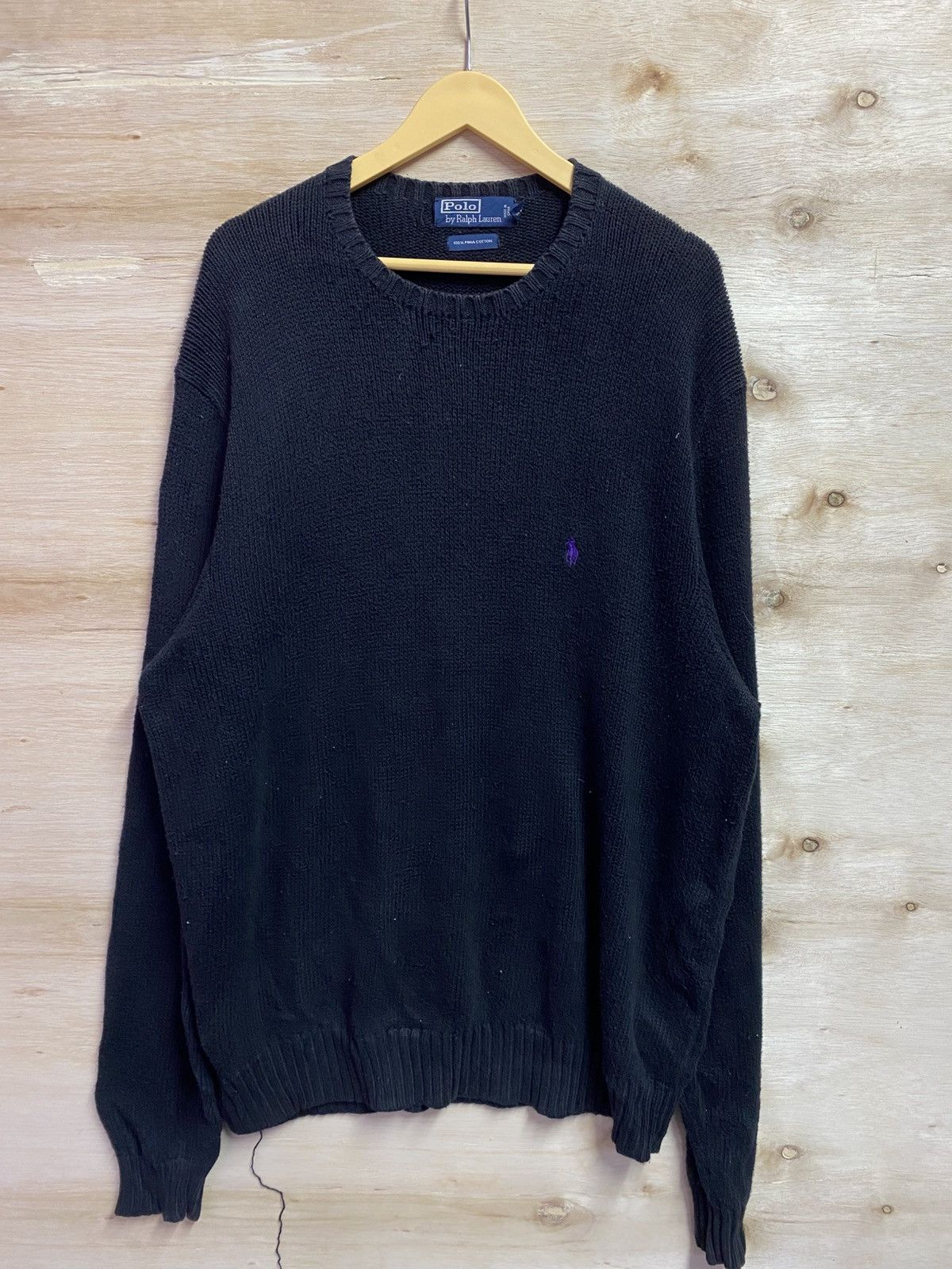 Polo Ralph Lauren vintage Polo Ralph Lauren crew neck knitwear in black cotton Size US XXL / EU 58 / 5 - 1 Thumbnail
