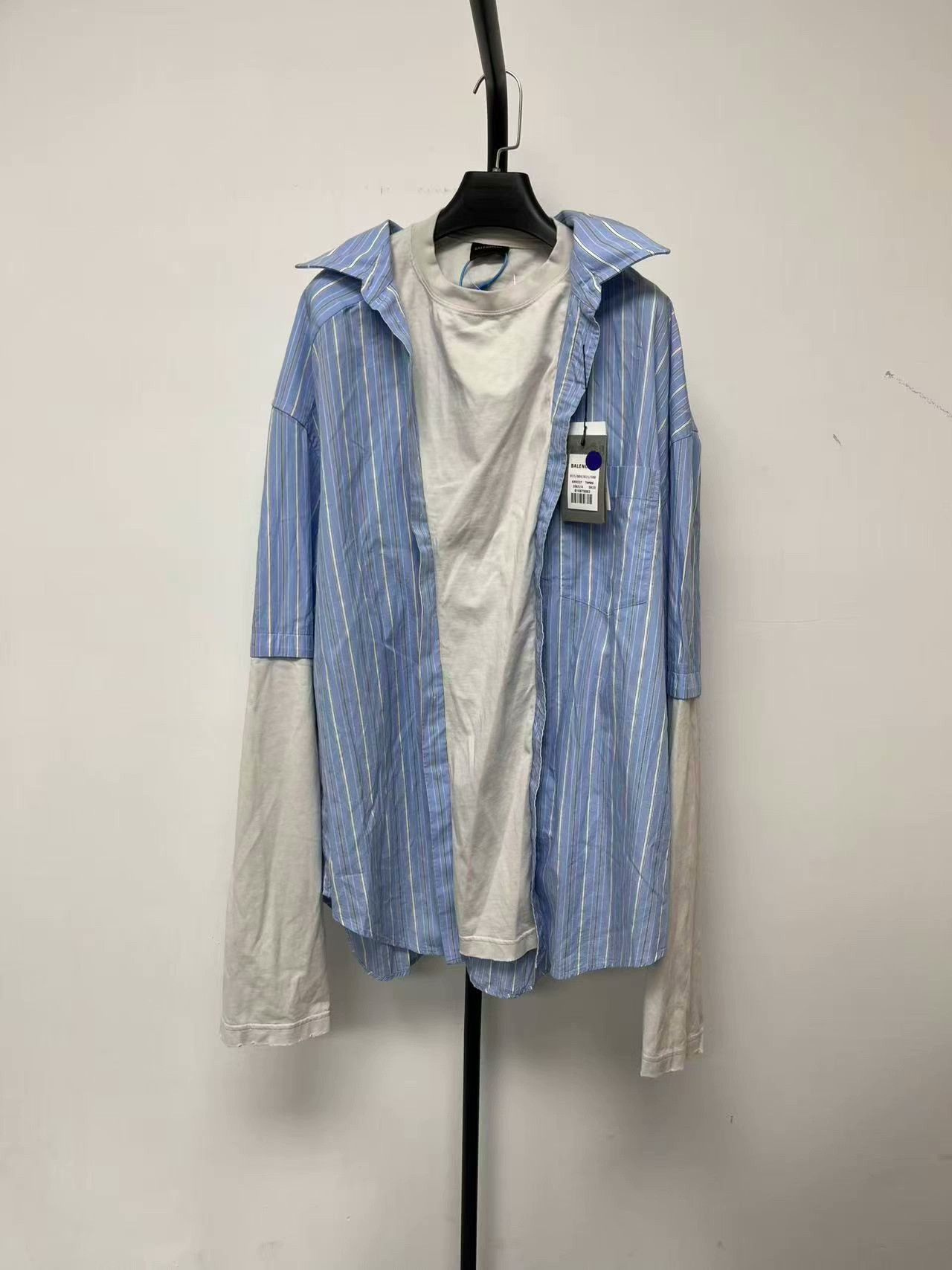 Balenciaga Balenciaga Color-Blocked Striped Lapel Shirt Men Size US XL / EU 56 / 4 - 1 Thumbnail