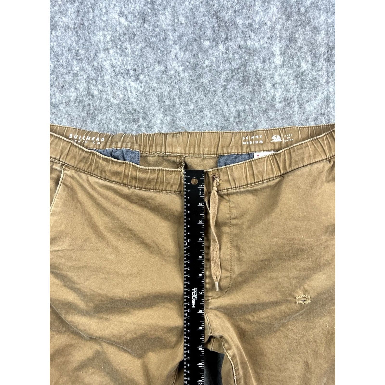 Denime Bullhead Denim Mens Khaki Jogger Pants Slim Fit Elastic Waist Size M Brown 28in Inseam Front Slant Pockets Casual Pants Size US 31 - 6 Thumbnail