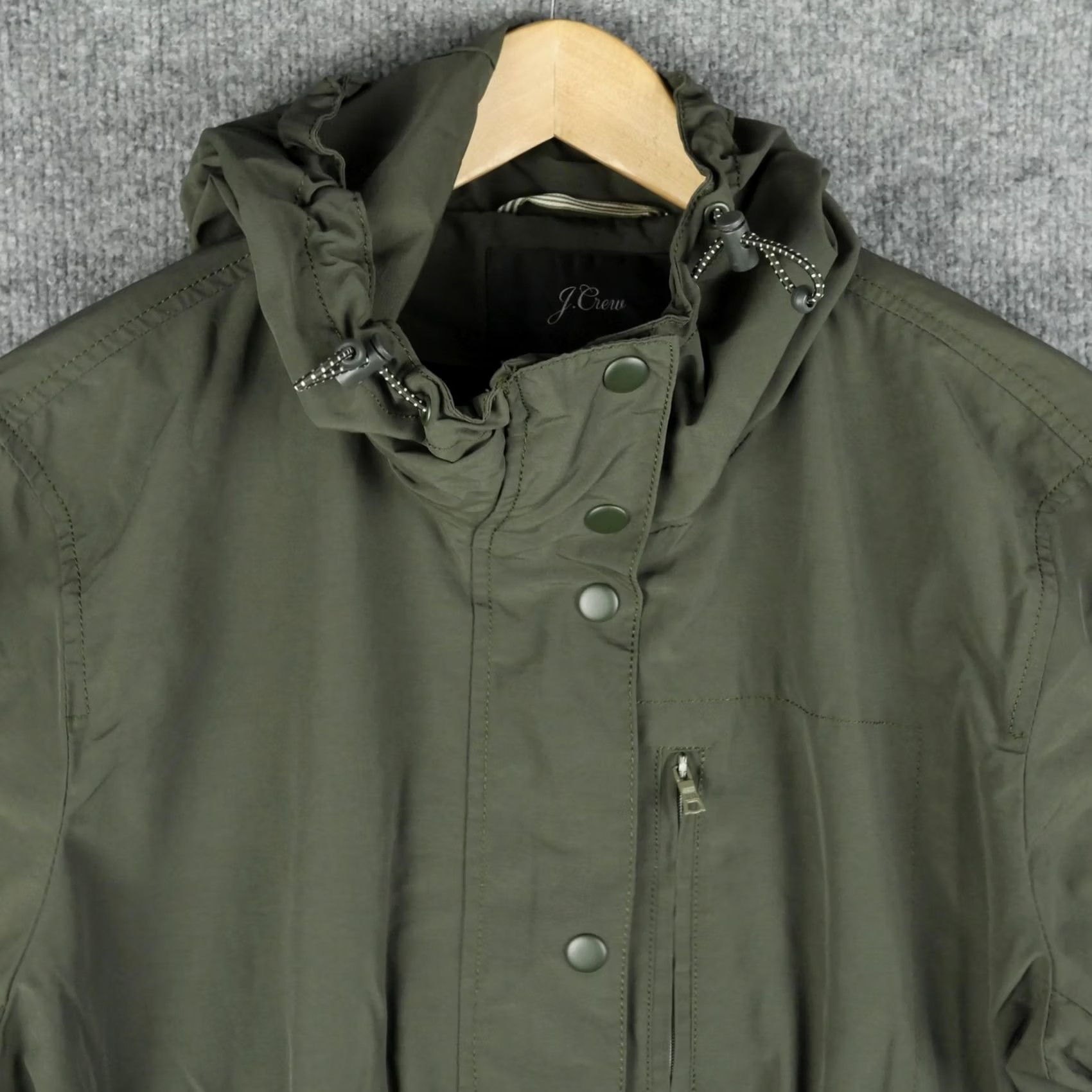 J.Crew J.Crew Utility Parka Jacket Womens Medium Green Hooded Pockets Zipper Drawstring Mid-Length Size M / US 6-8 / IT 42-44 - 3 Thumbnail
