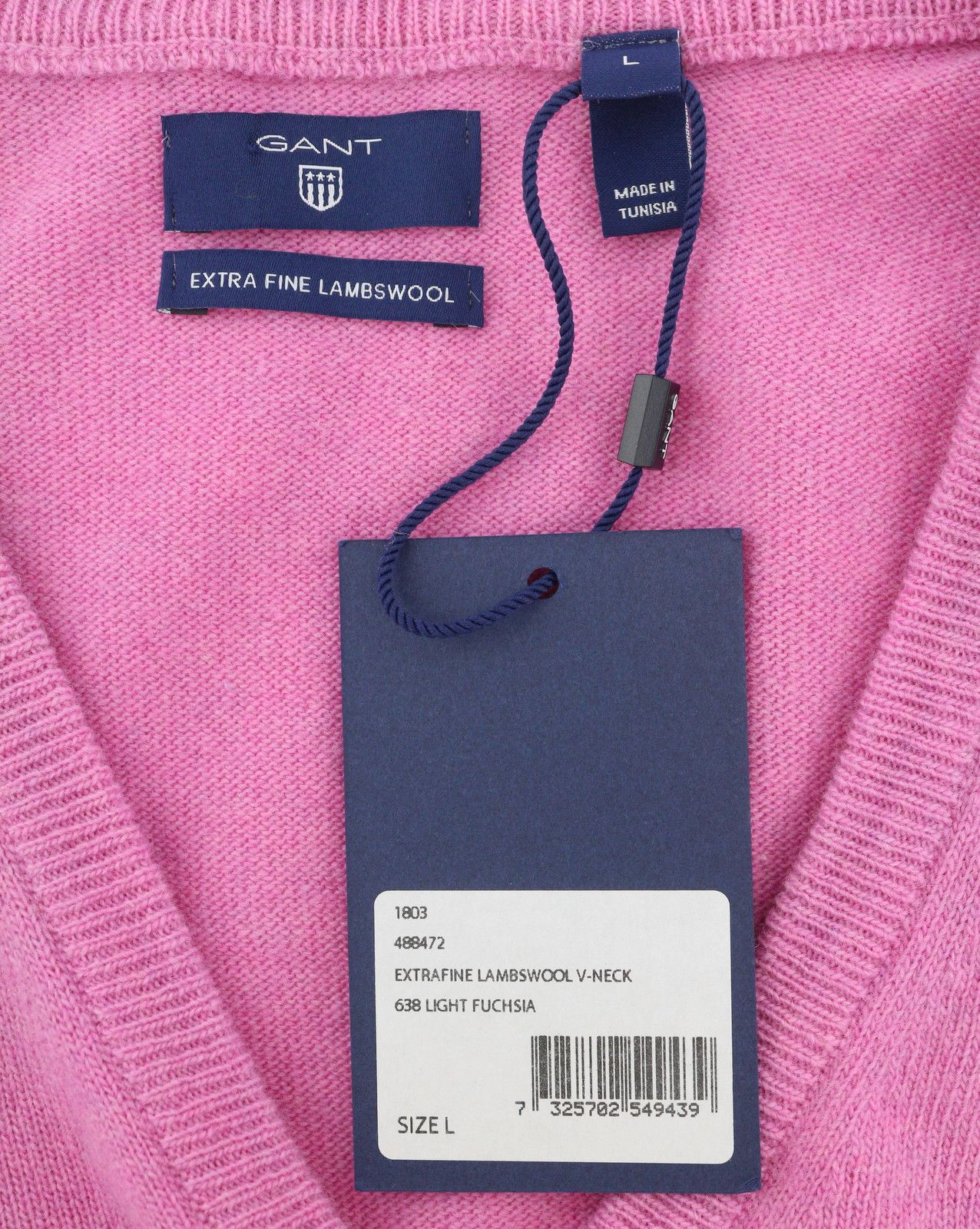 Gant EXTRAFINE LAMBSWOOL V-NECK L Light Fuchsia Knit 88065 Size L / US 10 / IT 46 - 7 Thumbnail