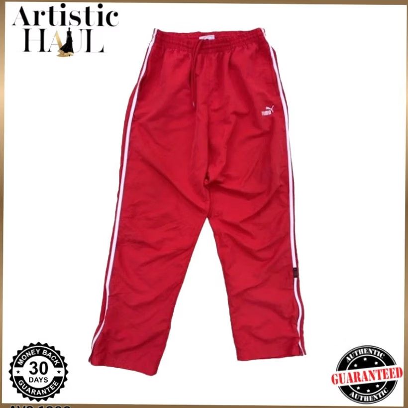 Puma Puma Men's Track Pants Red L Drawstring Regular Thailand Size US 33 - 2 Thumbnail