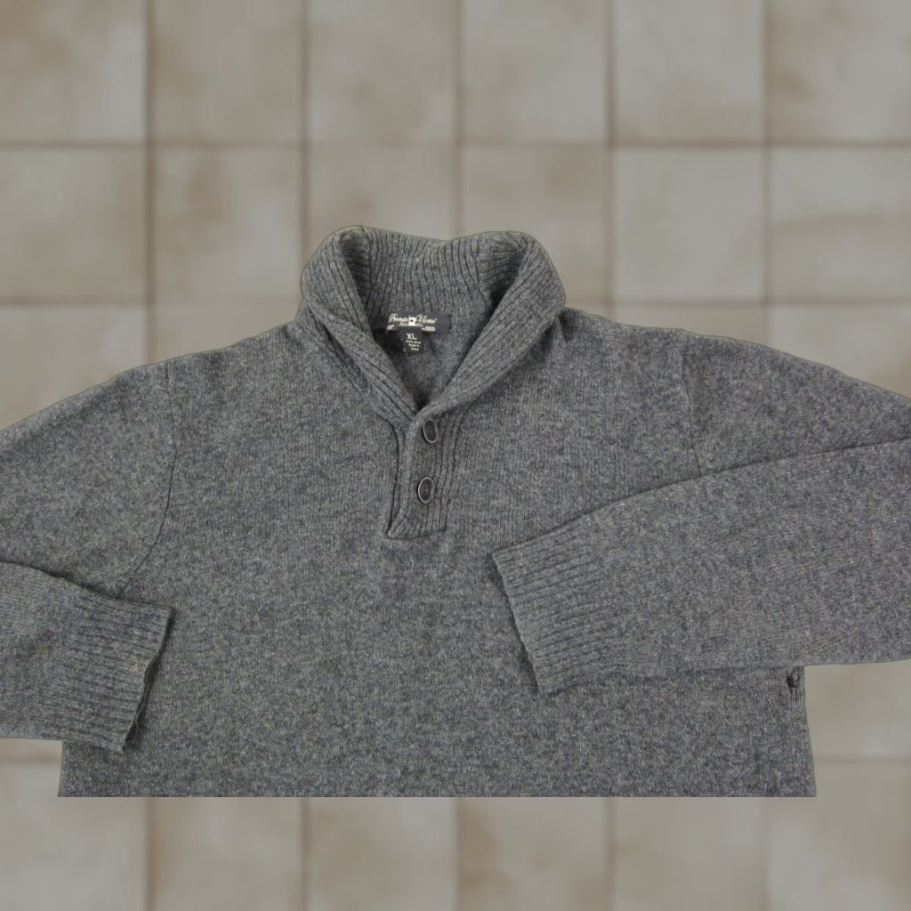 Pronto Uomo Pronto-Uomo Sweater Mens XL Gray Wool Collared Pullover Knit Solid Casual Size US XL / EU 56 / 4 - 1 Thumbnail