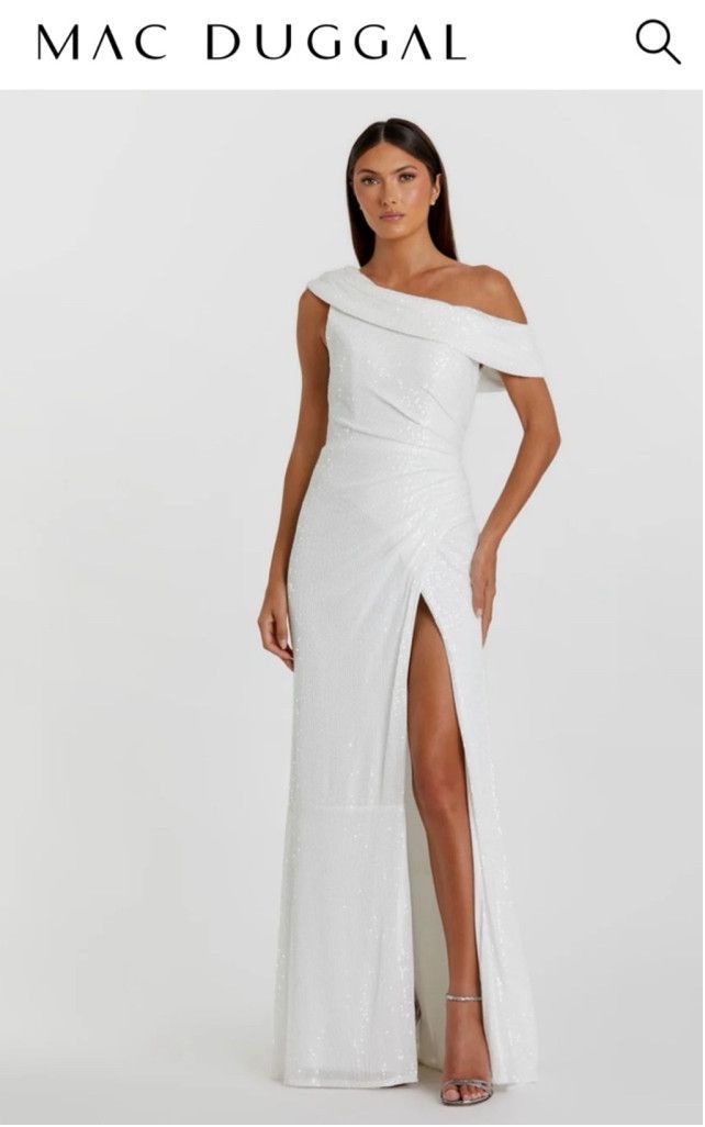 Mac Duggal Women's Mac Duggal White Sequin Gown Size 10 Size L / US 10 / IT 46 - 1 Thumbnail