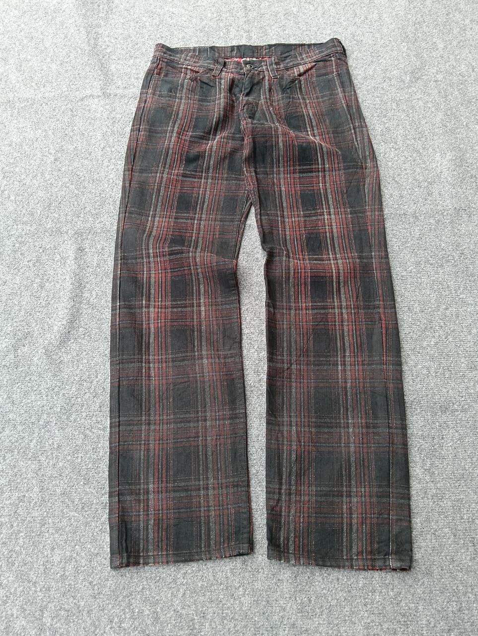 Levi's Vintage Clothing Rare Y2K Levi's 519 Dark Flannel Plaid Pants Made in Japan. Size US 31 - 2 Thumbnail