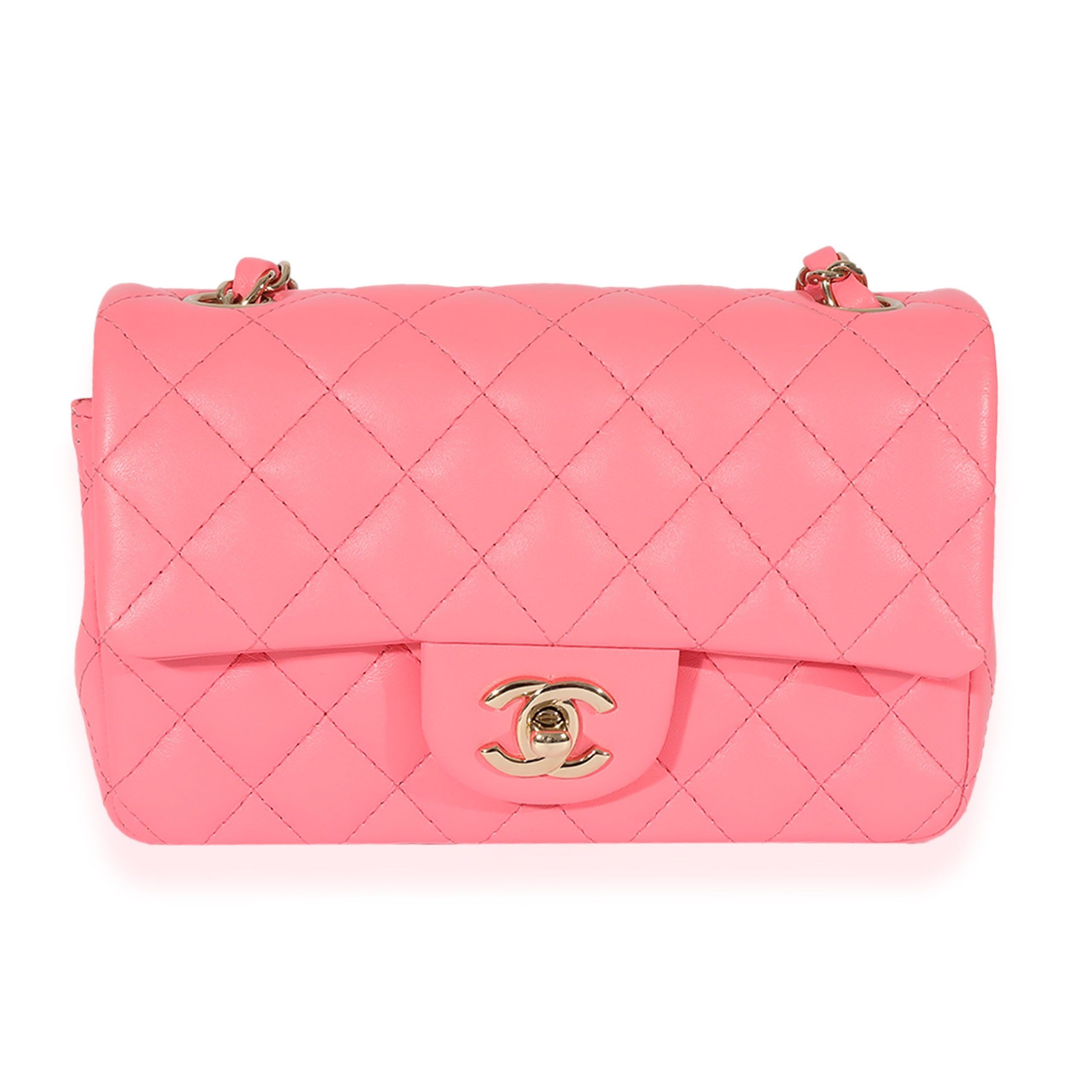 Chanel 22S Pink Lambskin Mini Rectangular Flap