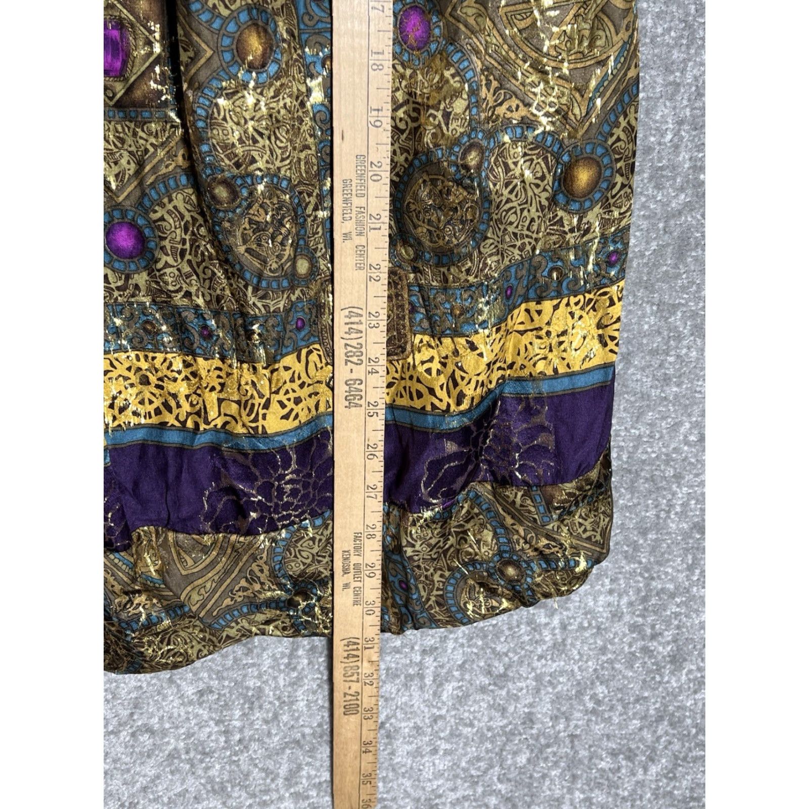 VINTAGE Nicole Miller Strapless Dress Womens Size 2 Silk Blend Lined Gold  Purple Blue Party