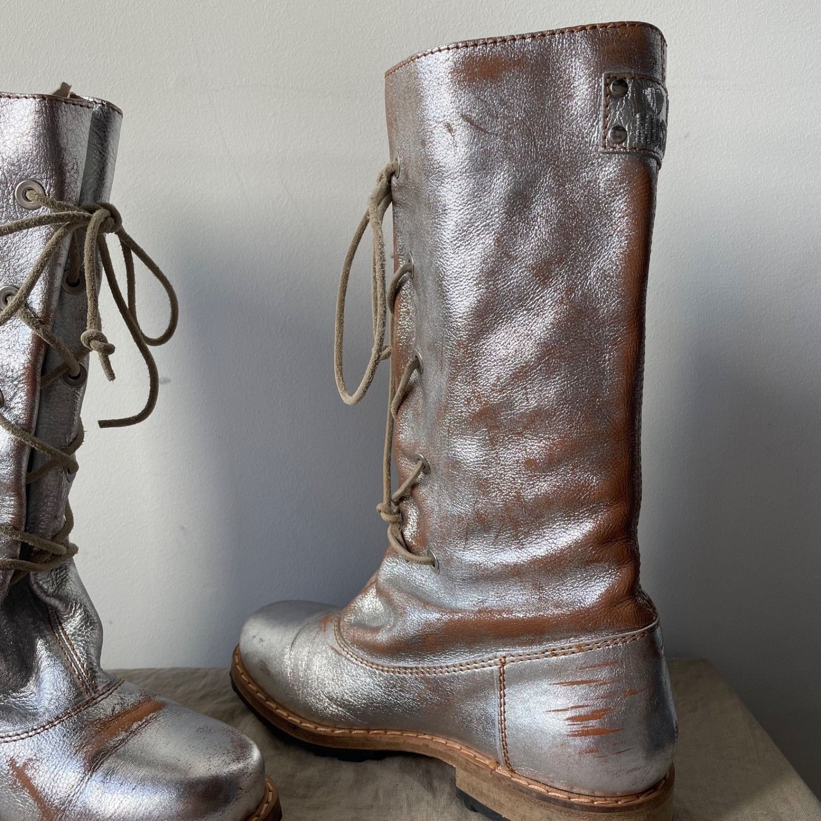 Love Moschino Love Moschino Leather Distressed Combat Boots 9666AC Size US 6.5 / IT 36.5 - 6 Thumbnail