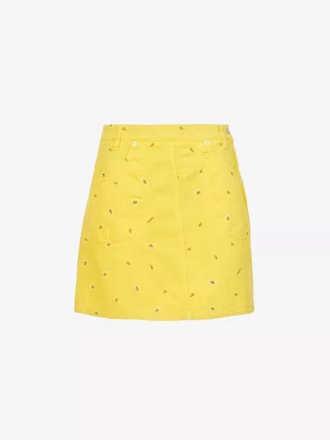 Kenzo o1y1025 Denim Mini Skirt in Yellow Size 30" / US 8 / IT 44 - 1 Thumbnail