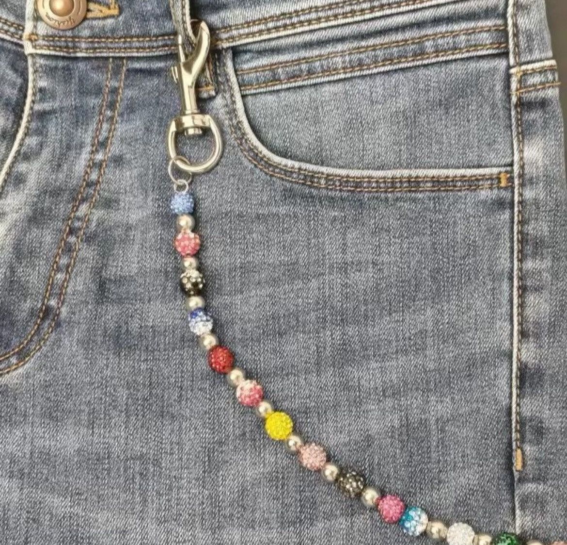 Jewelry Round Bead Rhinestone Multicolor Punk Pants Chain Size ONE SIZE - 8 Thumbnail