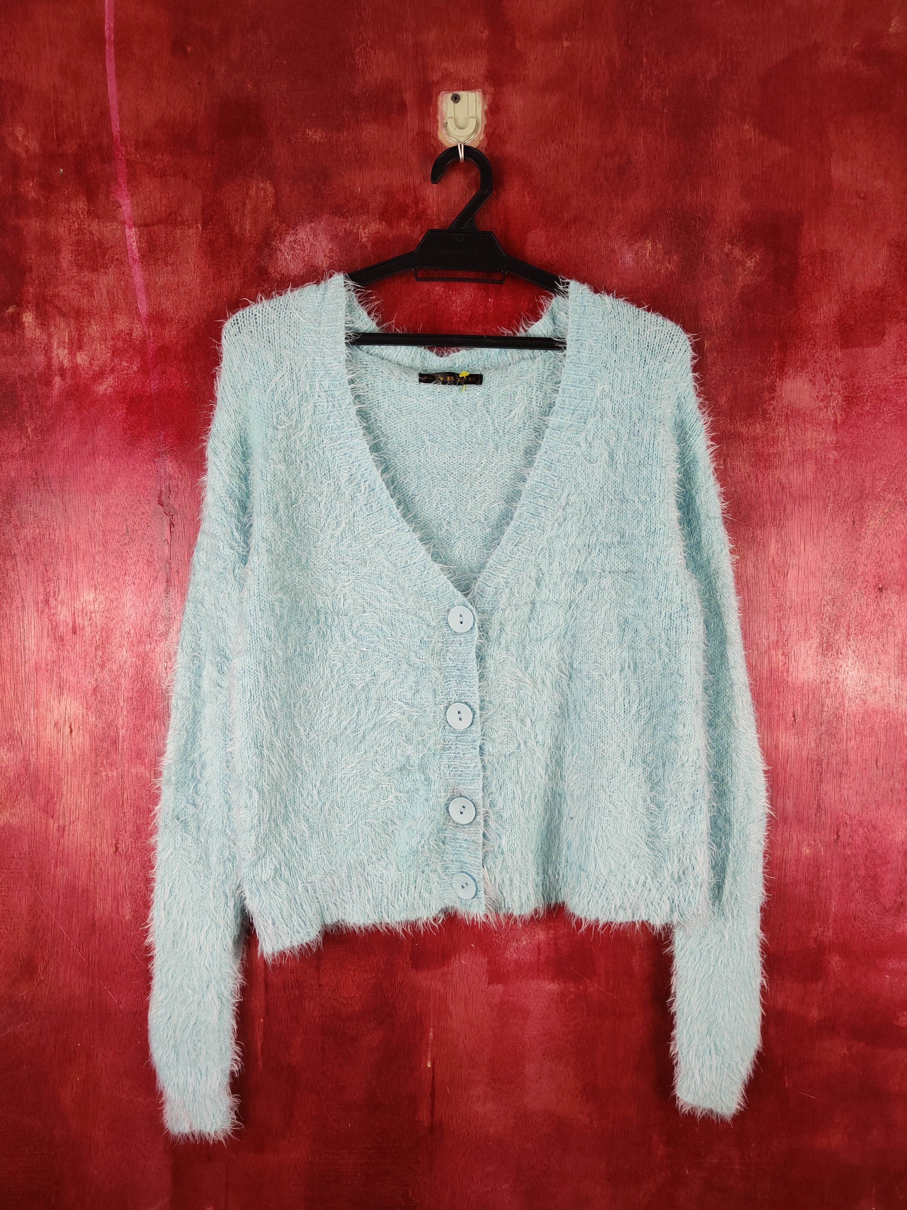 Vintage Gorge Blue Shag Shaggy Fur Mohair Knitwear Cardigan #S1979 Size M / US 6-8 / IT 42-44 - 1 Thumbnail