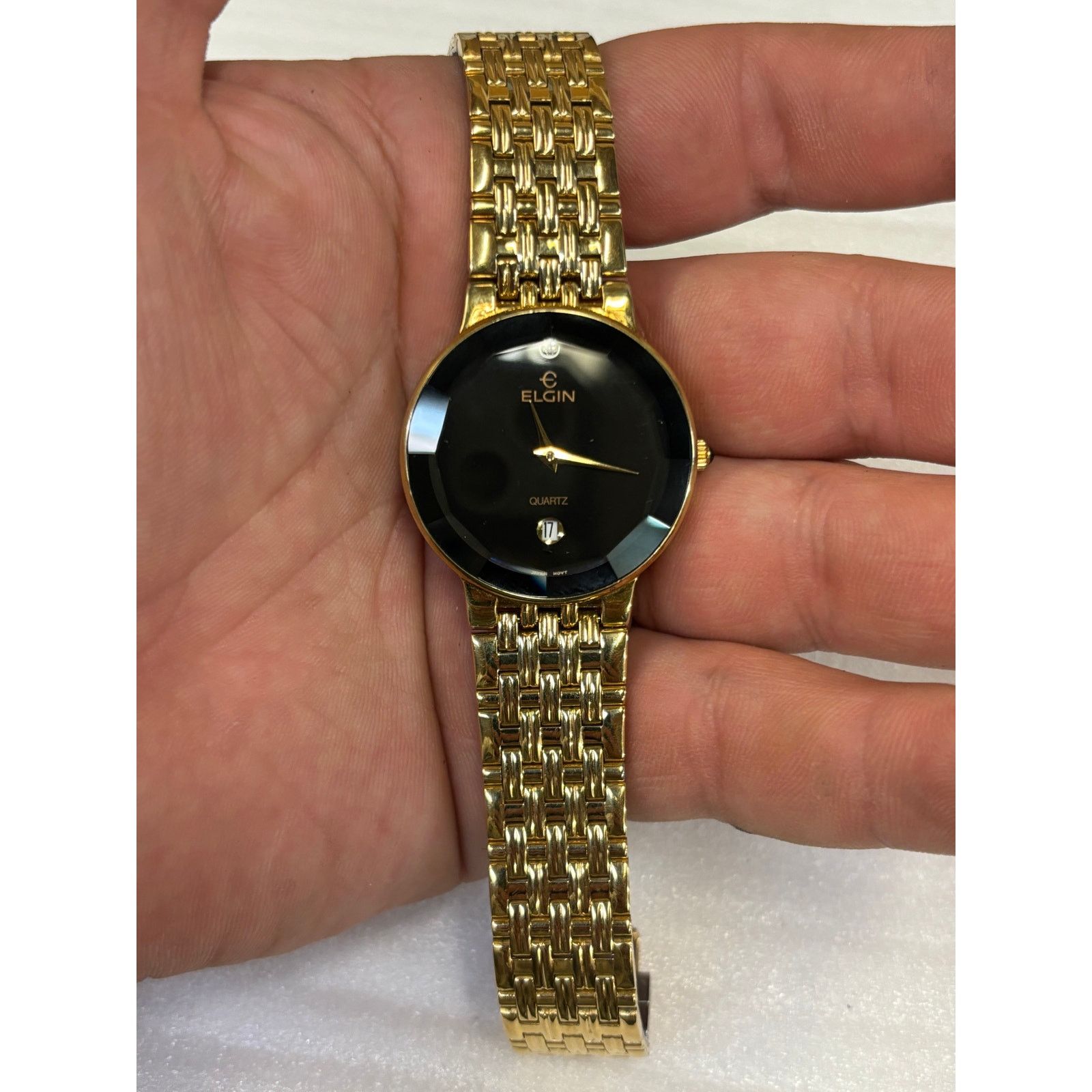 Elgin National Watch Company Elgin FM178 Beveled Face Gold Tone Men’s Watch! New Battery! Size ONE SIZE - 5 Thumbnail