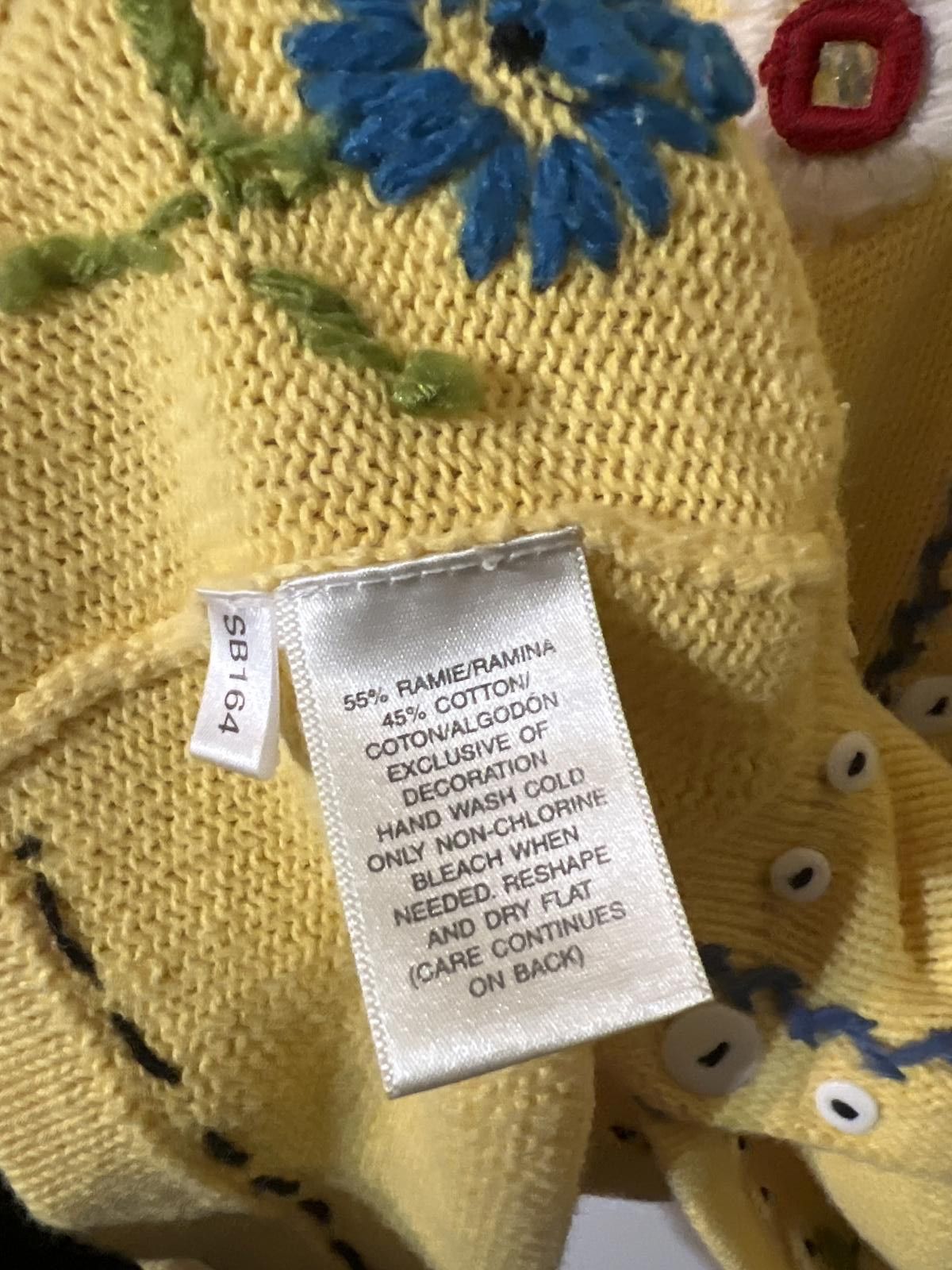 Unknown London Vintage Yellow Floral Embroidered Cardigan XL Cottagecore Size XL / US 12-14 / IT 48-50 - 3 Thumbnail