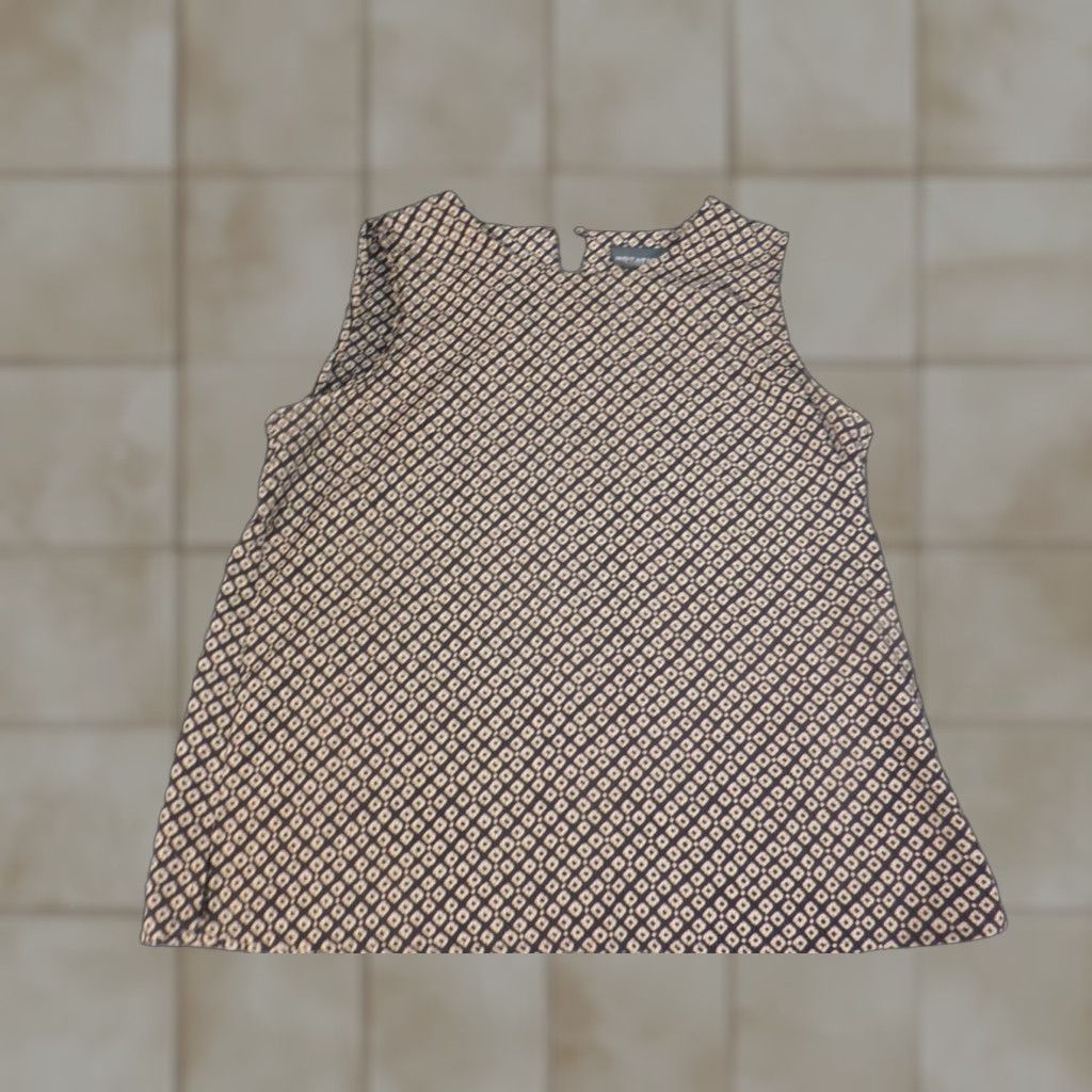 Vintage Notations Womens Blouse S Brown Casual Sleeveless Collared Pullover Button Rayon Polyester Lightweight Classic Striped Size S / US 4 / IT 40 - 1 Thumbnail
