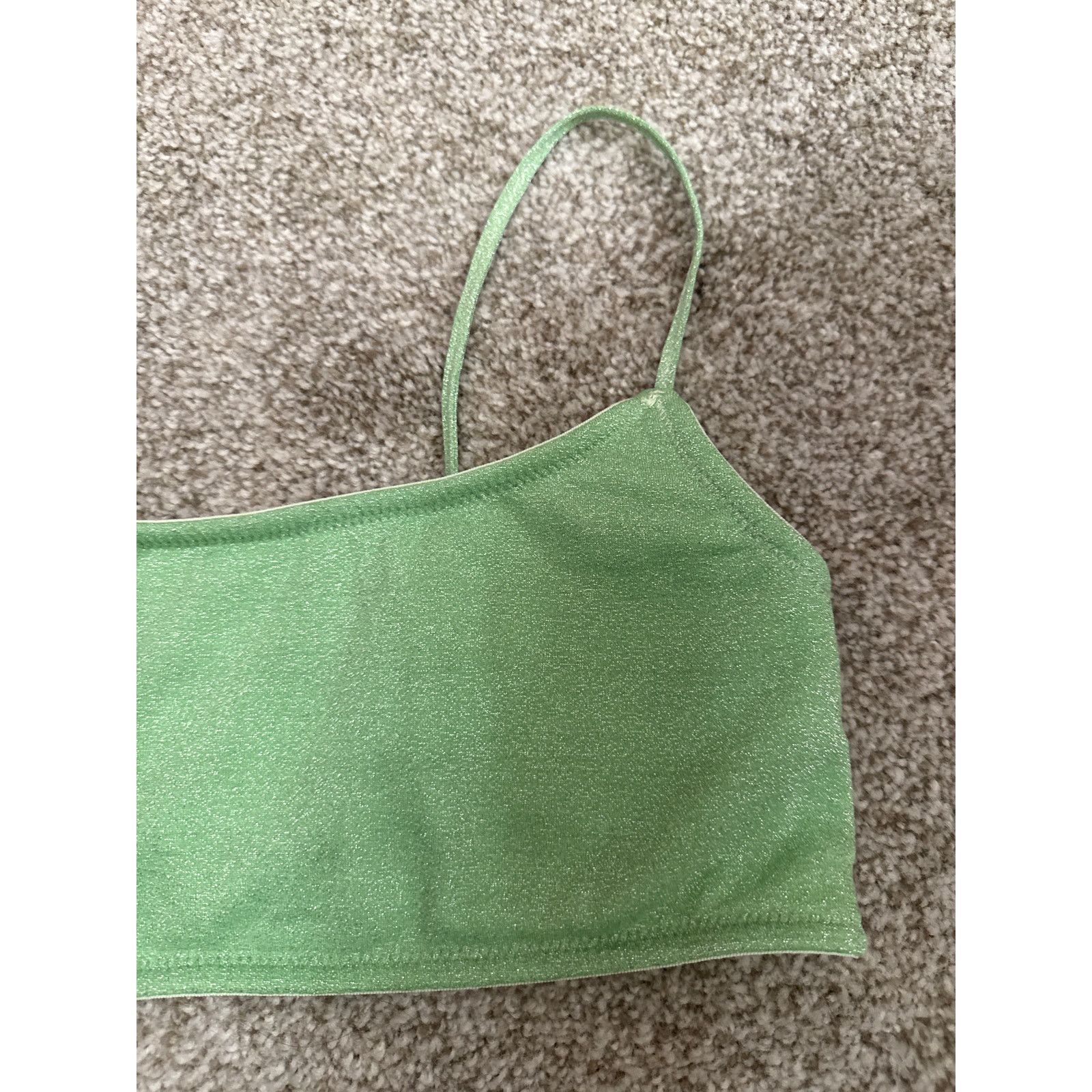 Triangl Triangl Mica Sparkle Lime Green Bikini Top, sz large Size L / US 10 / IT 46 - 2 Thumbnail