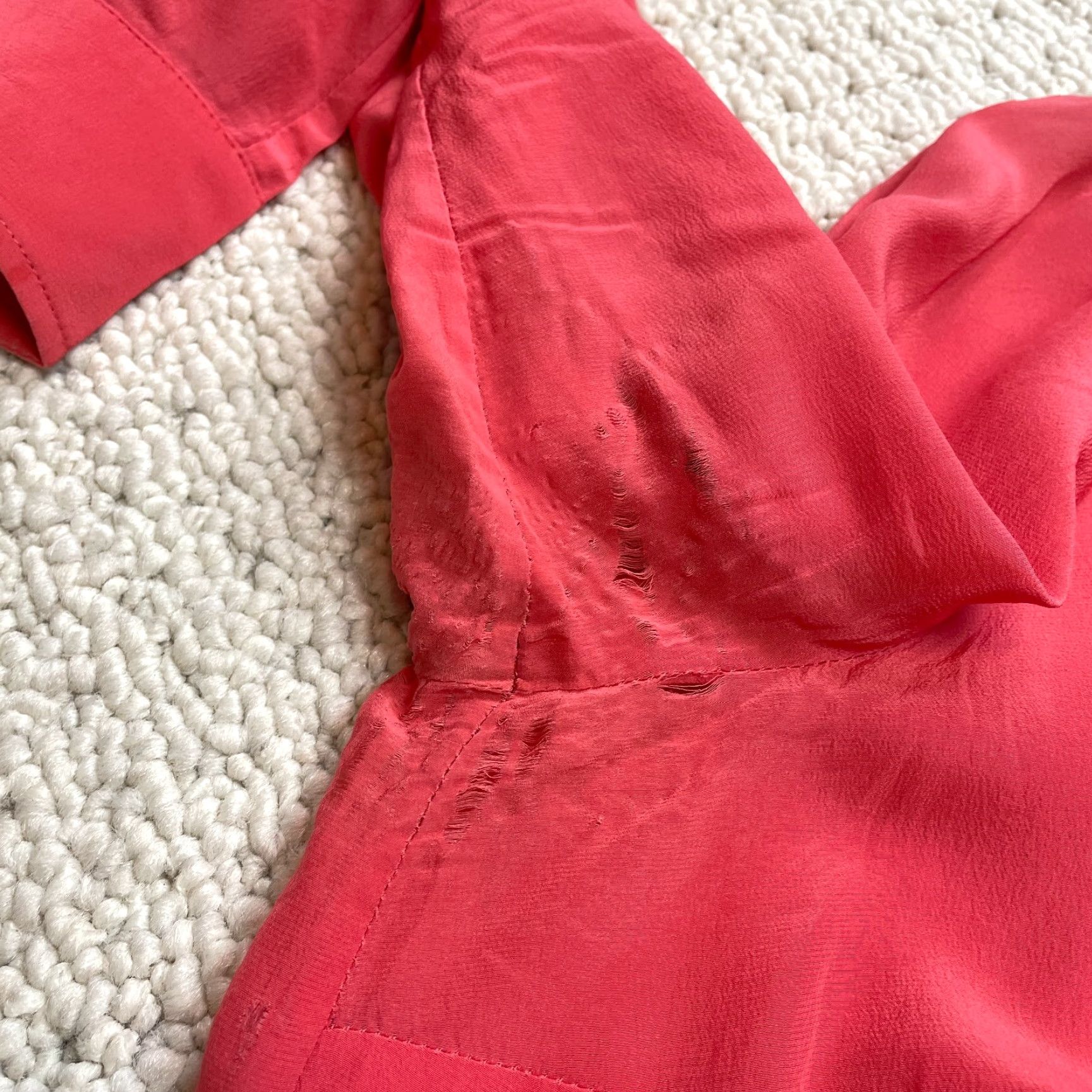 Vintage Premise Button-Up Shirt Womens 1X Plus Silk Long Sleeve Red Light Pink Classic Casual Size XL / US 12-14 / IT 48-50 - 7 Thumbnail