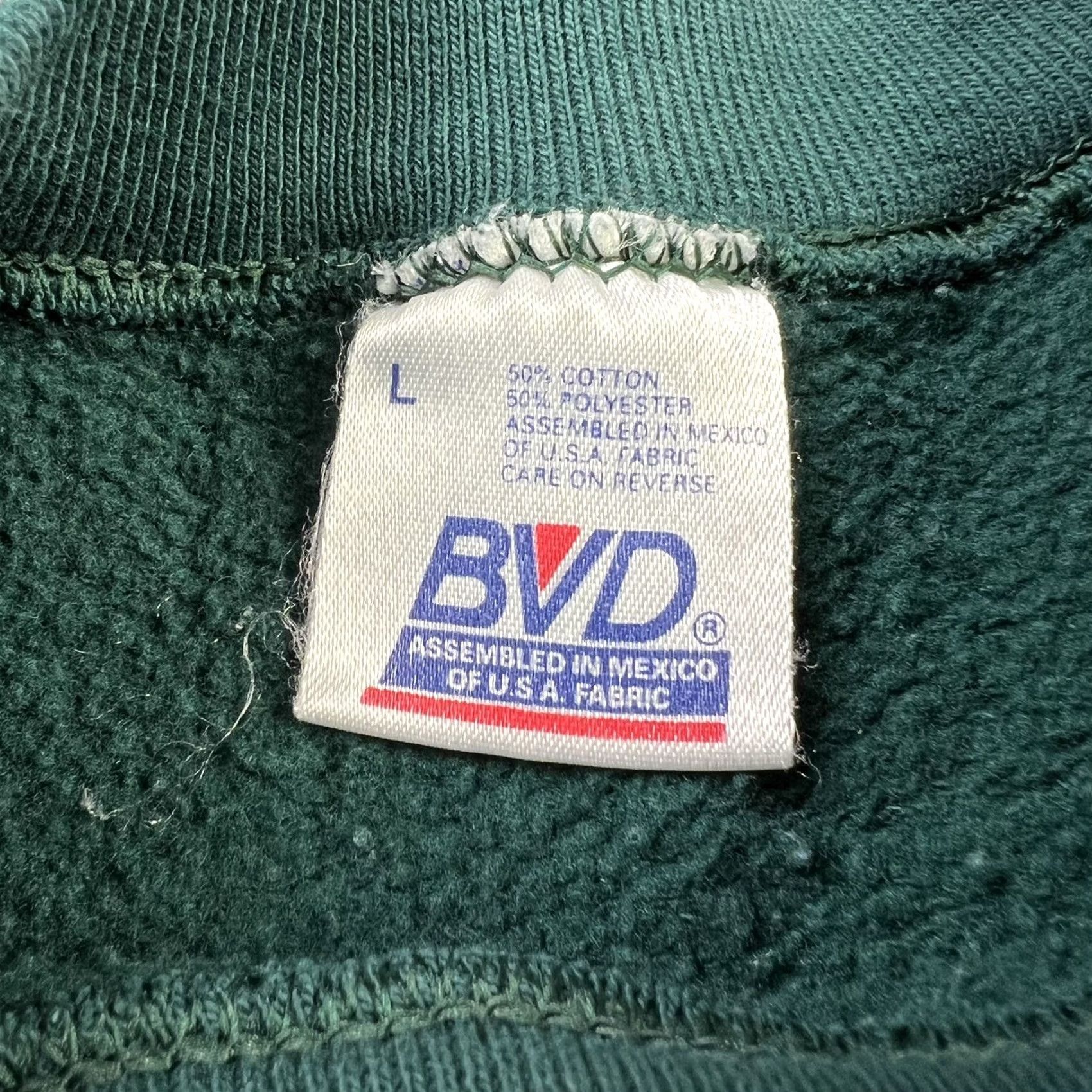 Vintage VINTAGE BVD Sweatshirt Crewneck Green 90s Adult Large Mens Pullover Blank Crewneck Long Sleeve Sweatshirt Size US L / EU 52-54 / 3 - 2 Thumbnail