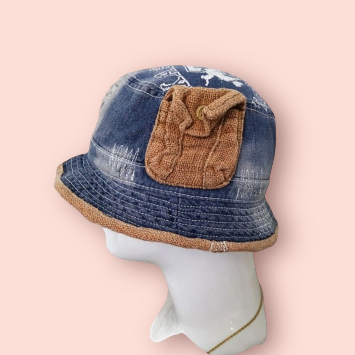 Other RARE DISTRESSED VINTAGE DENIM BUCKET HAT Size ONE SIZE - 1 Thumbnail