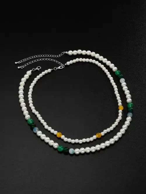 Other Retro Punk Necklace Pearl Choker 2pc set Size ONE SIZE - 3 Thumbnail