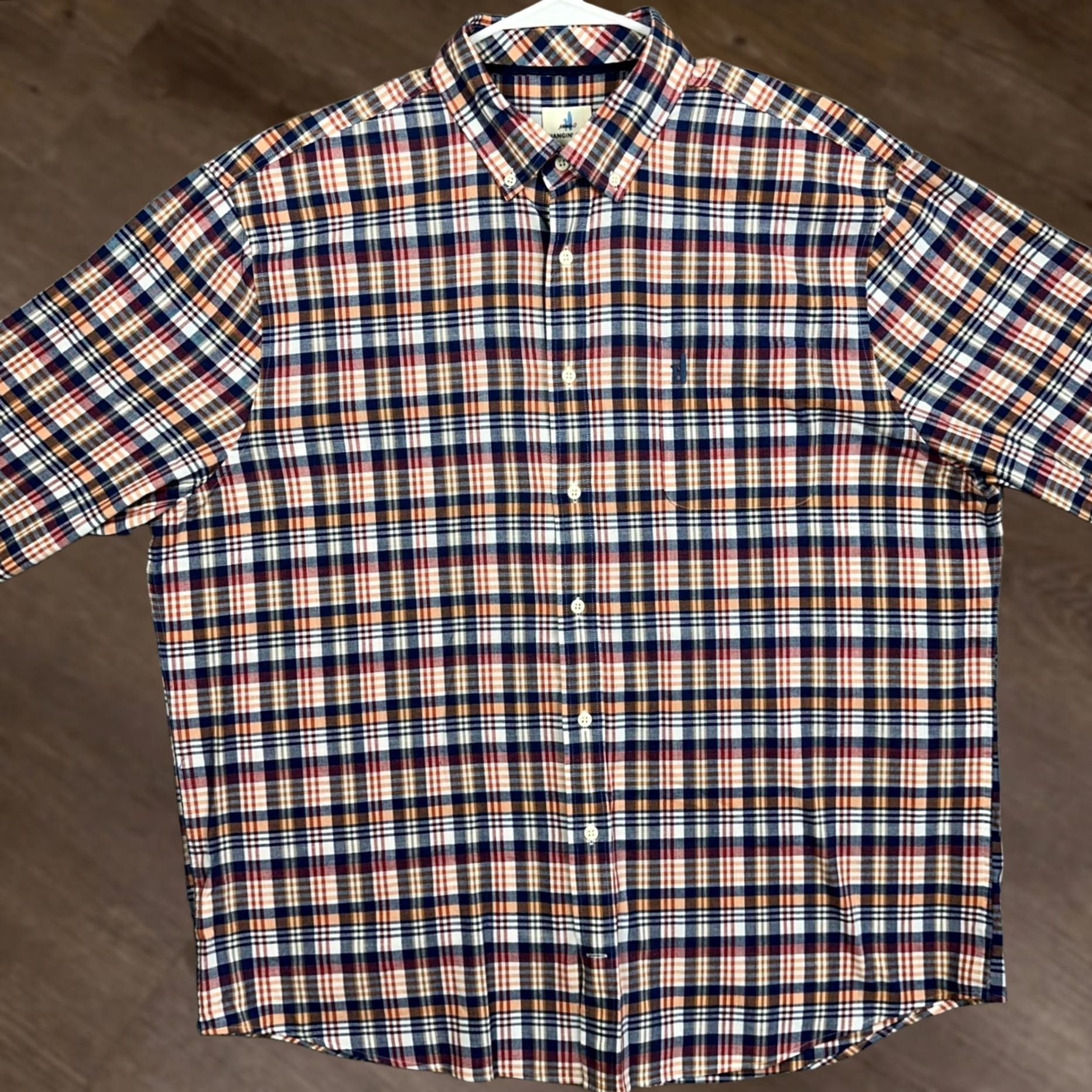 johnnie-O Johnnie-O Shirt Mens XL Navy Orange Hangin Out Button Down Plaid Long Sleeve EUC Size US XL / EU 56 / 4 - 1 Thumbnail