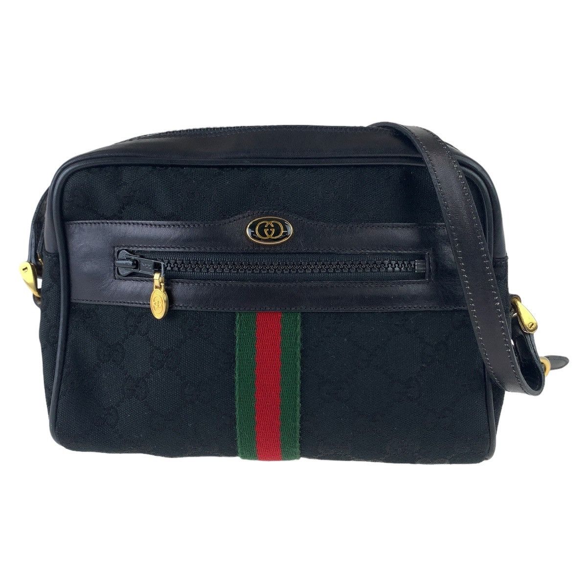 Gucci Gucci Gucci Vintage GG Canvas Leather Shoulder Bag Canvas Crossbody Bag 370013653 Size ONE SIZE - 1 Thumbnail