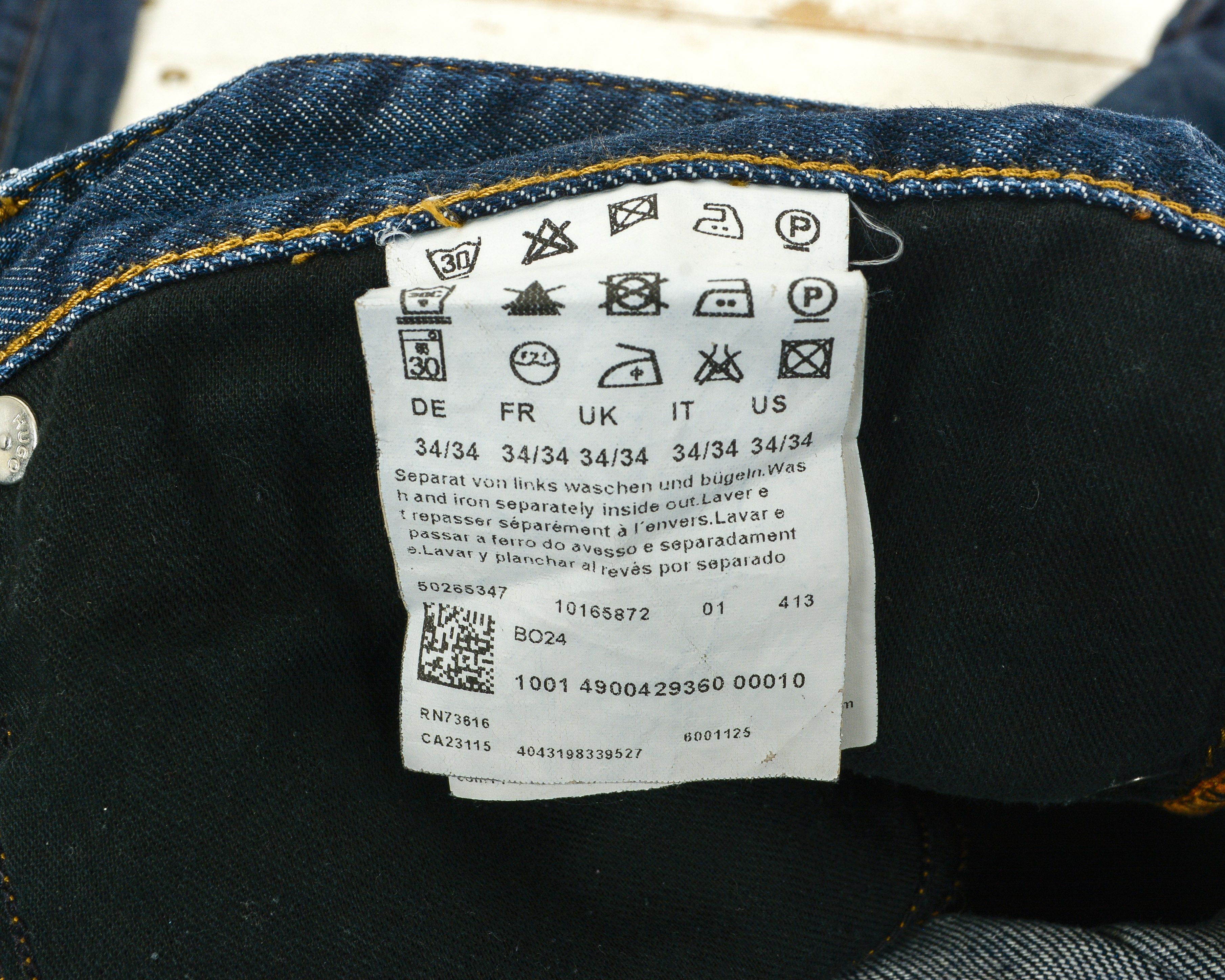 Hugo Boss Orange BO23 Indigo Men W34 L34 Reg Jeans Denim Raw Indigo Size US 34 / EU 50 - 5 Thumbnail