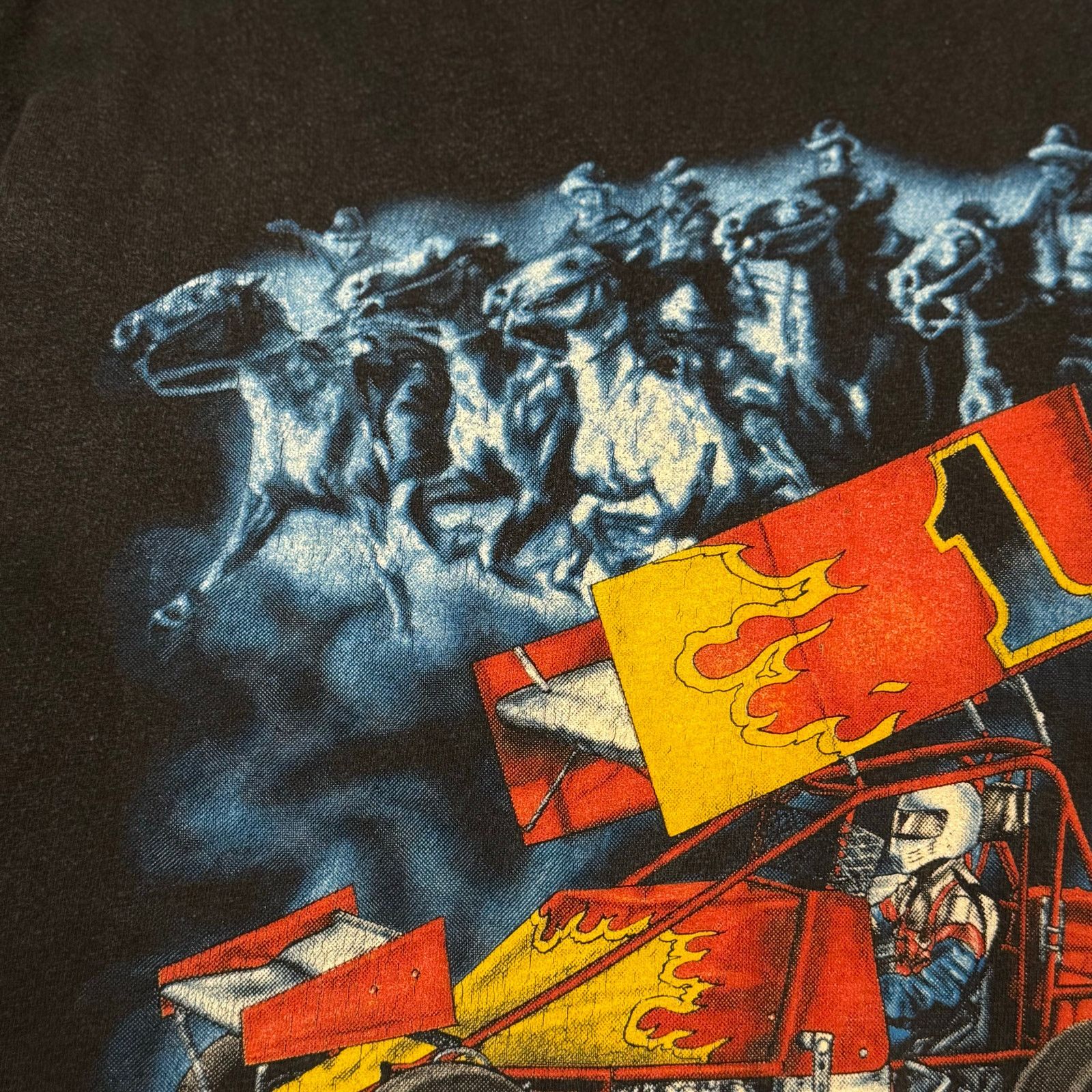 Vintage 1990 Schrum World of Outlaws Graphic Tee Size US L / EU 52-54 / 3 - 3 Thumbnail