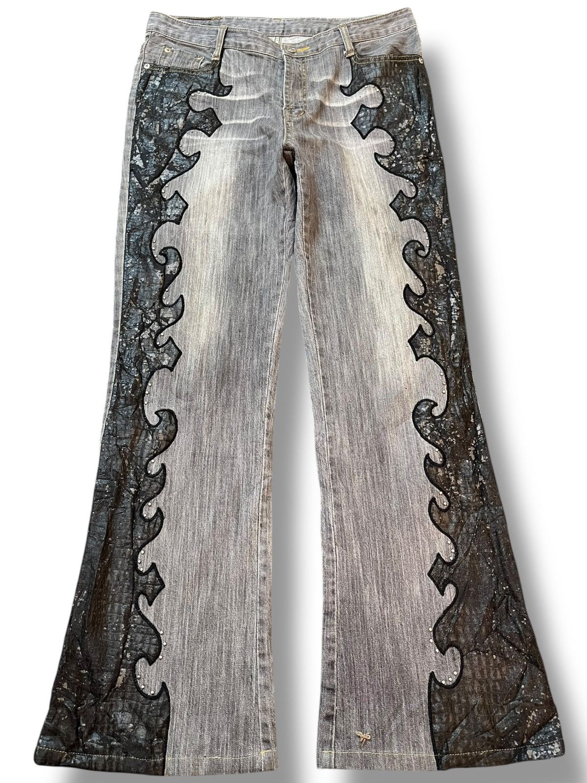 Hysteric Glamour Vintage Japanese Brand Flare Bootcut Wave Beaded Denim Size US 33 - 1 Thumbnail