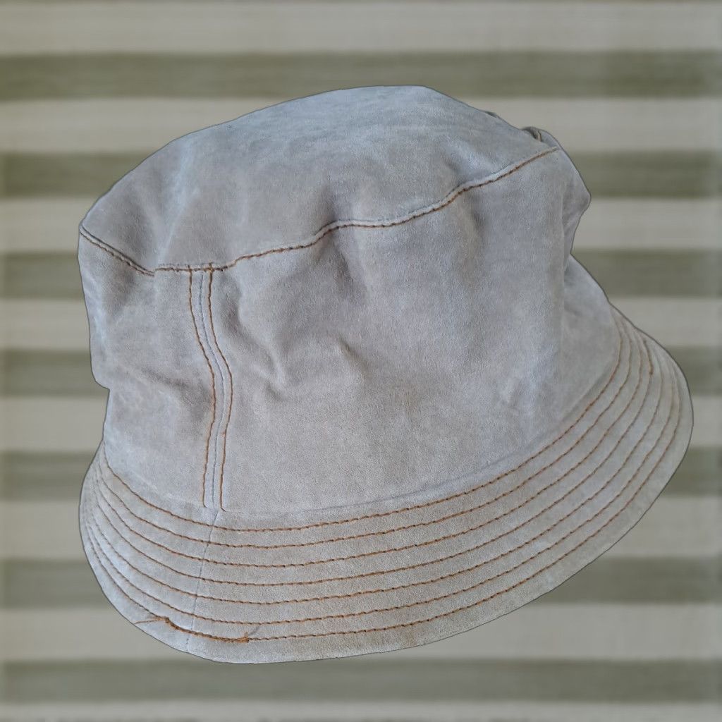 Vintage Mixit Leather Bucket Hat Women Medium Tan Brown 80s Silk lining Breathable Vintage? Size ONE SIZE - 1 Thumbnail