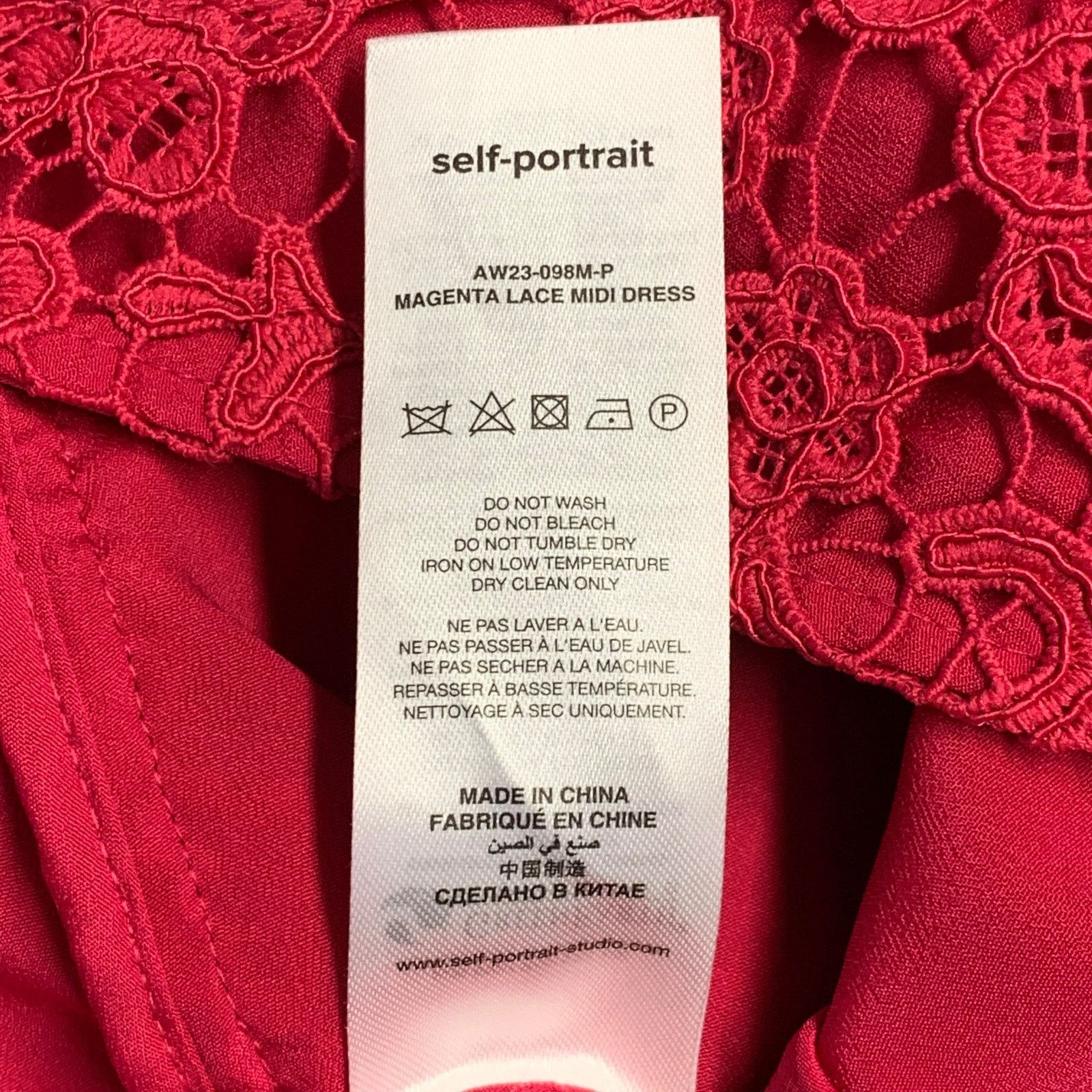 Self-Portrait SELF-PORTRAIT AW23 Pink Magenta Polyester Lace Shirt Dress Size 26" / US 2 / IT 38 - 5 Thumbnail