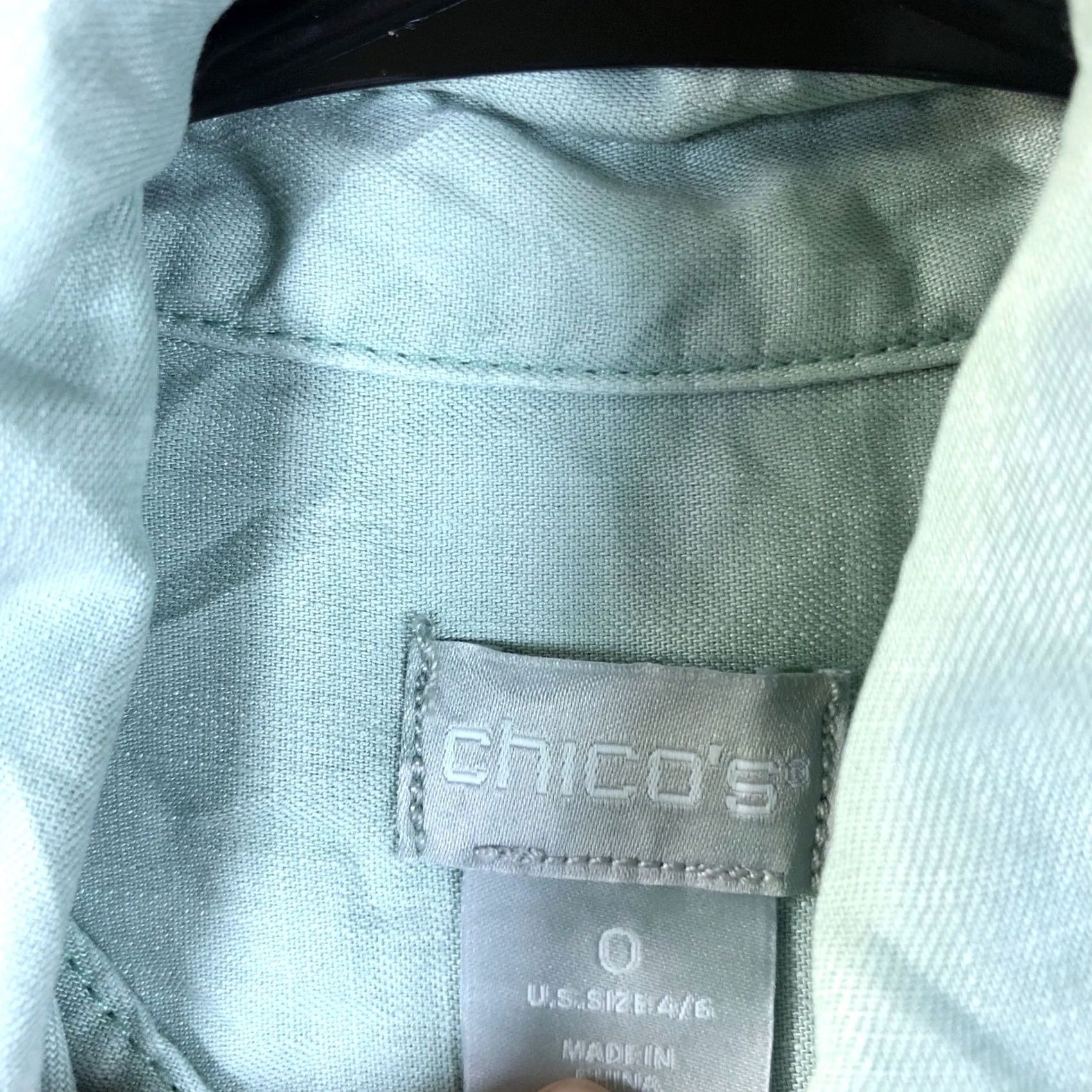 Vintage Chicos Womens Shirt Green Collared Button-Down Long Sleeve 0 (4/6) Size S / US 4 / IT 40 - 6 Thumbnail