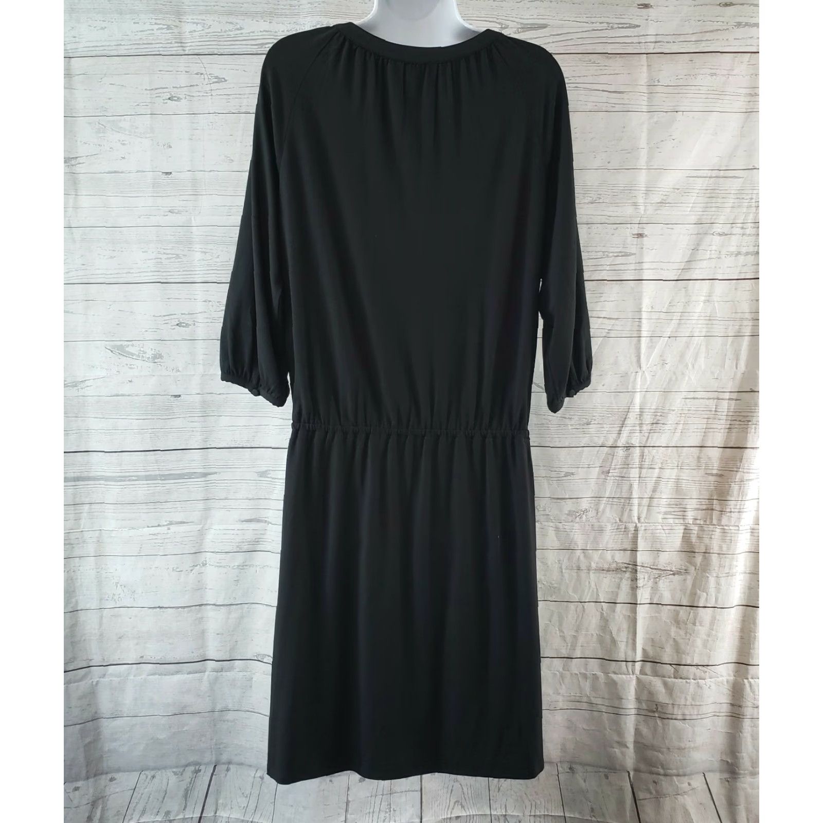 Tommy Bahama Tommy Bahama Womens Dress Solid Black 3/4 Sleeve Viscose Blend Small Dress Womens Black V-Neck Casual Knit Faux Wrap N/A Size S / US 4 / IT 40 - 4 Thumbnail