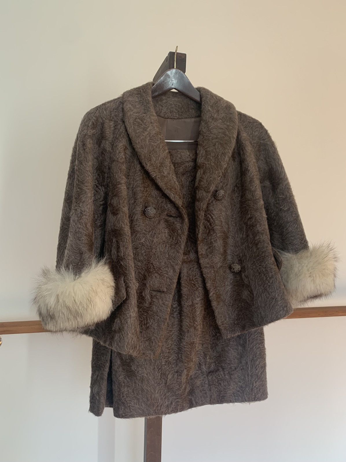 Vintage Vintage Fur Coat Skirt Set Chanel Blazer Fox Two Piece Wool Size XS / US 0-2 / IT 36-38 - 2 Thumbnail