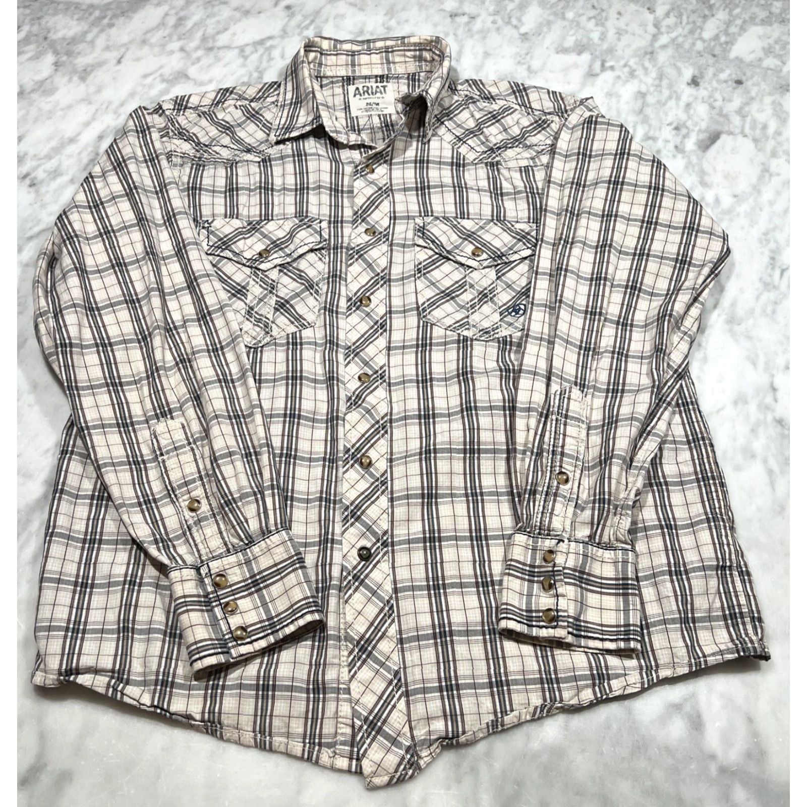Ariat Ariat Retro Fit Shirt Mens Long Sleeve Pearl Snap Western Cowboy Rancher Plaid Multicolor Cotton Button-Up Yellowstone Regular Fit M Size US M / EU 48-50 / 2 - 4 Thumbnail