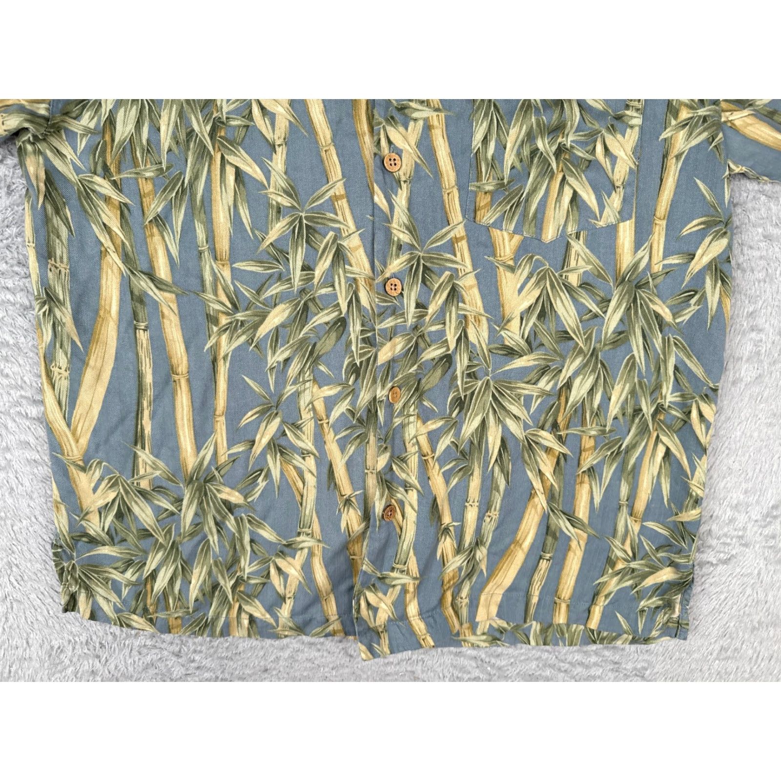 Vintage Jamaica Jaxx Shirt Men Medium Blue Bamboo Leaf Floral Hawaiian 100% Silk Button Up Size US M / EU 48-50 / 2 - 5 Thumbnail