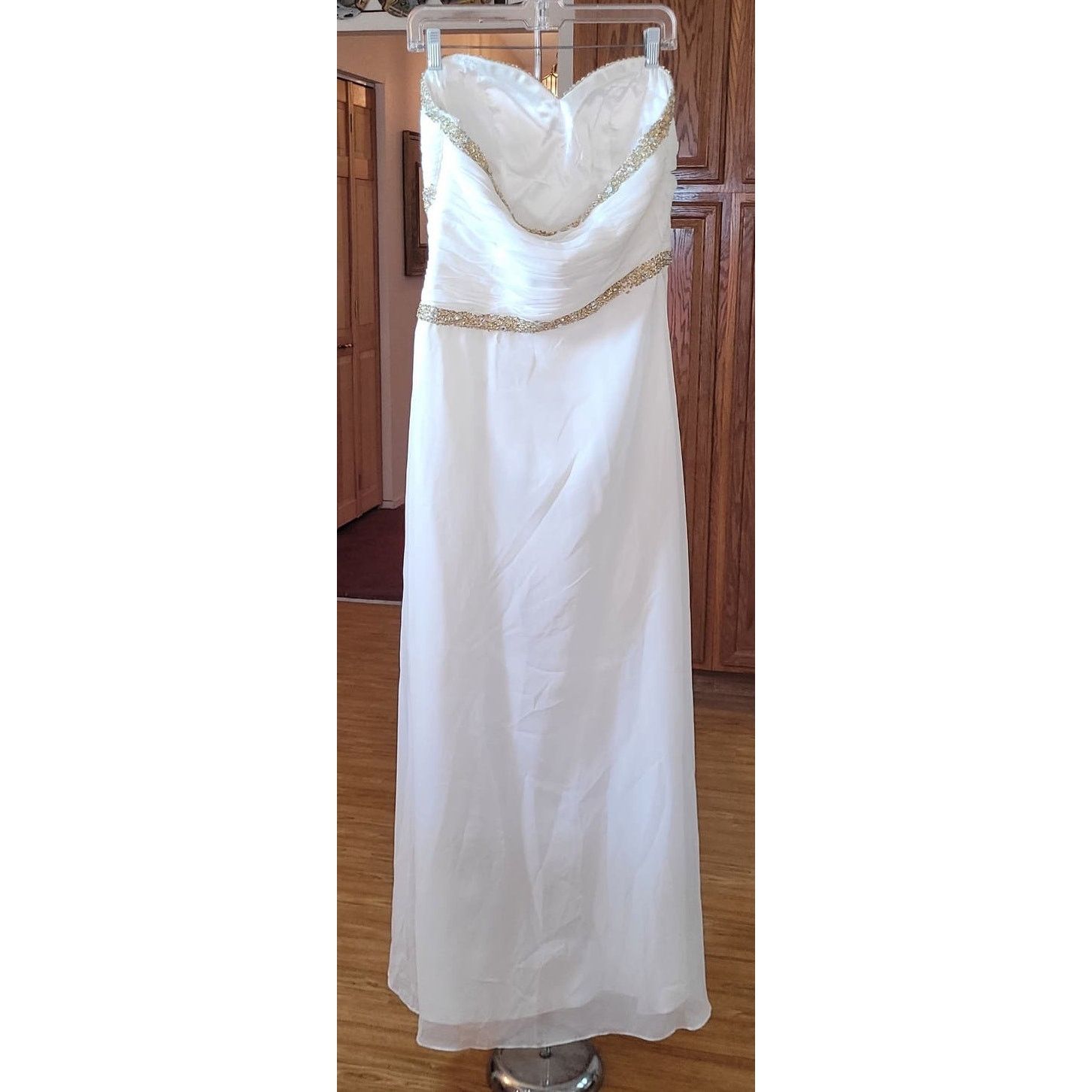 Vintage Prom Dress L Strapless White Gold Sequins Grecian Y2K Size L / US 10 / IT 46 - 11 Thumbnail