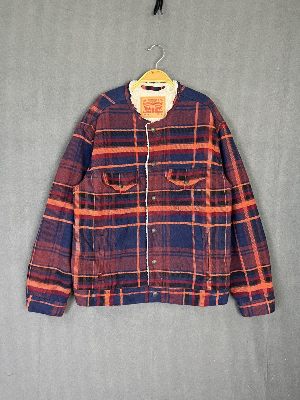 Levi's × Levi's Vintage Clothing Levis Plaid Sherpa Button Up Jacket Size US M / EU 48-50 / 2 - 1 Thumbnail
