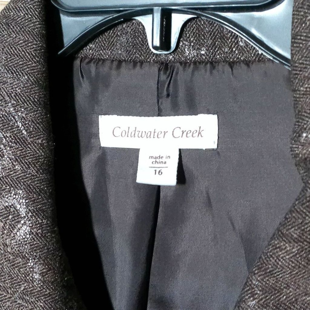 Coldwater Creek Coldwater Creek Chocolate Peplum Blazer w/ Metallic Accents Size XXL / US 16-18 / IT 52-54 - 5 Thumbnail