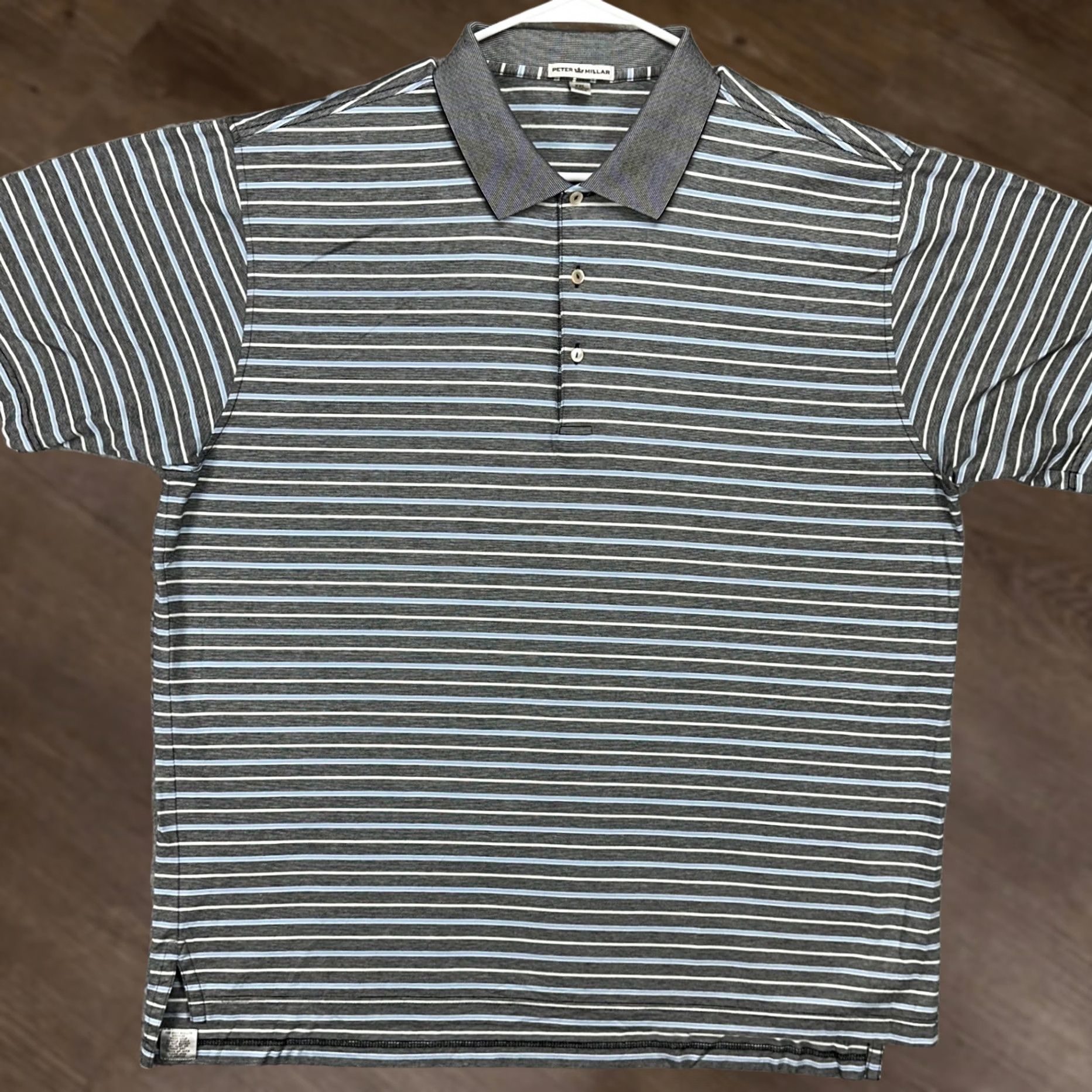 Peter Millar Peter Millar Polo Shirt 2XL Black Striped Short Sleeve Mens Rugby Casual Breathable 100% Cotton Hairlines Stripes Size US XXL / EU 58 / 5 - 1 Thumbnail
