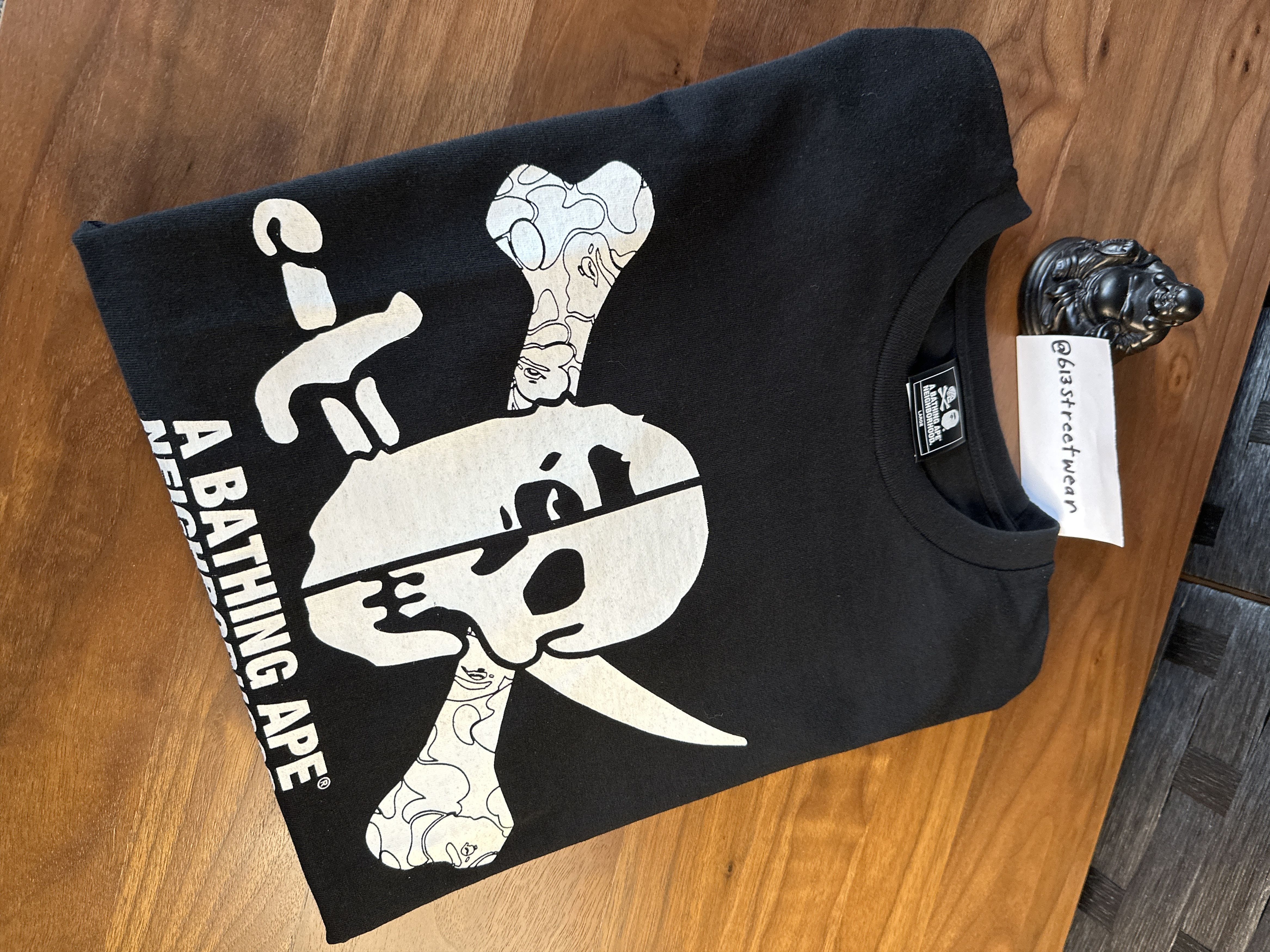 image of Bape x Neighborhood Tee in Black, Men's (Size Large)