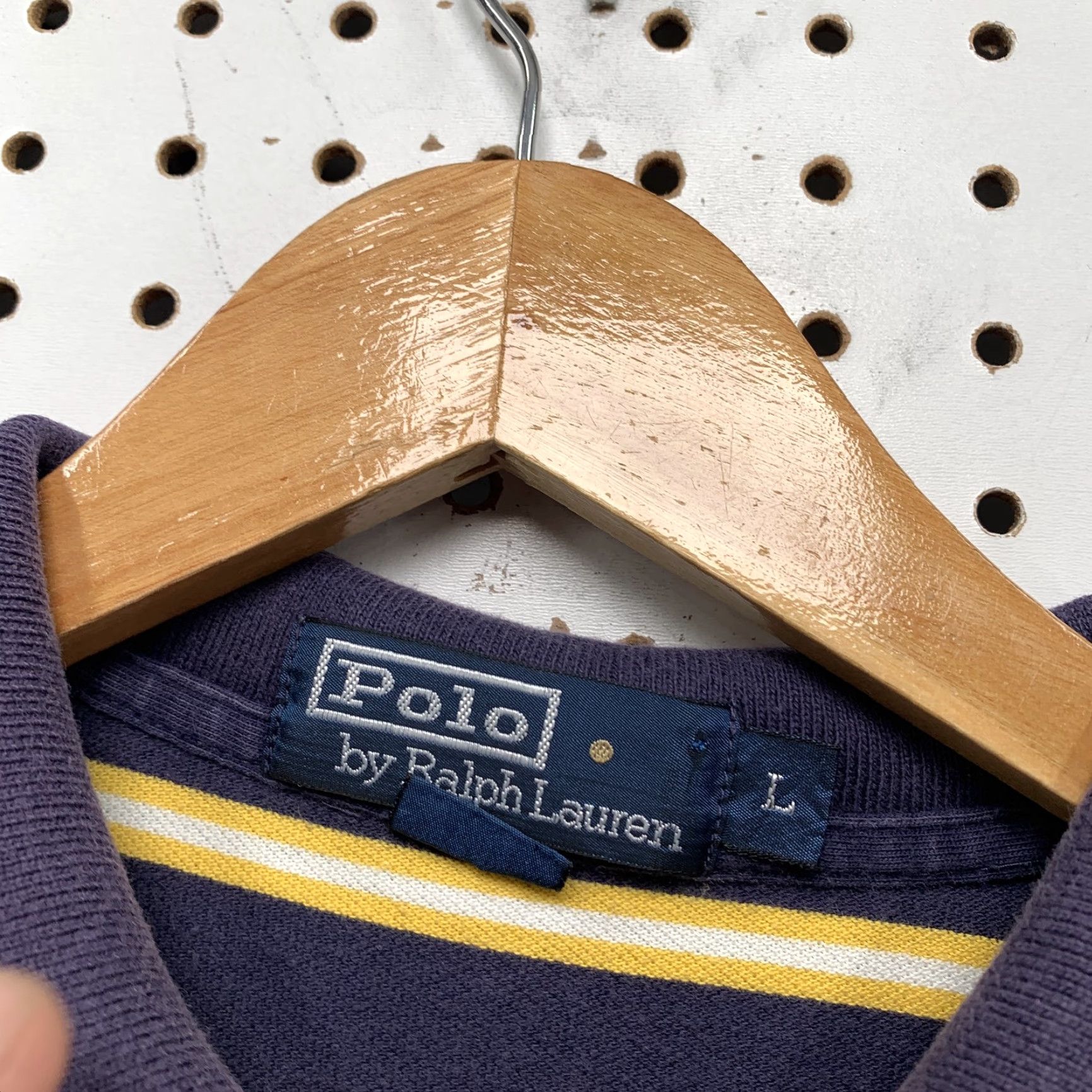 Polo Ralph Lauren VTG Polo Ralph Lauren Shirt Mens Large Purple Yellow Striped Short Sleeve Casual Polo 90s Mens Size US L / EU 52-54 / 3 - 2 Thumbnail