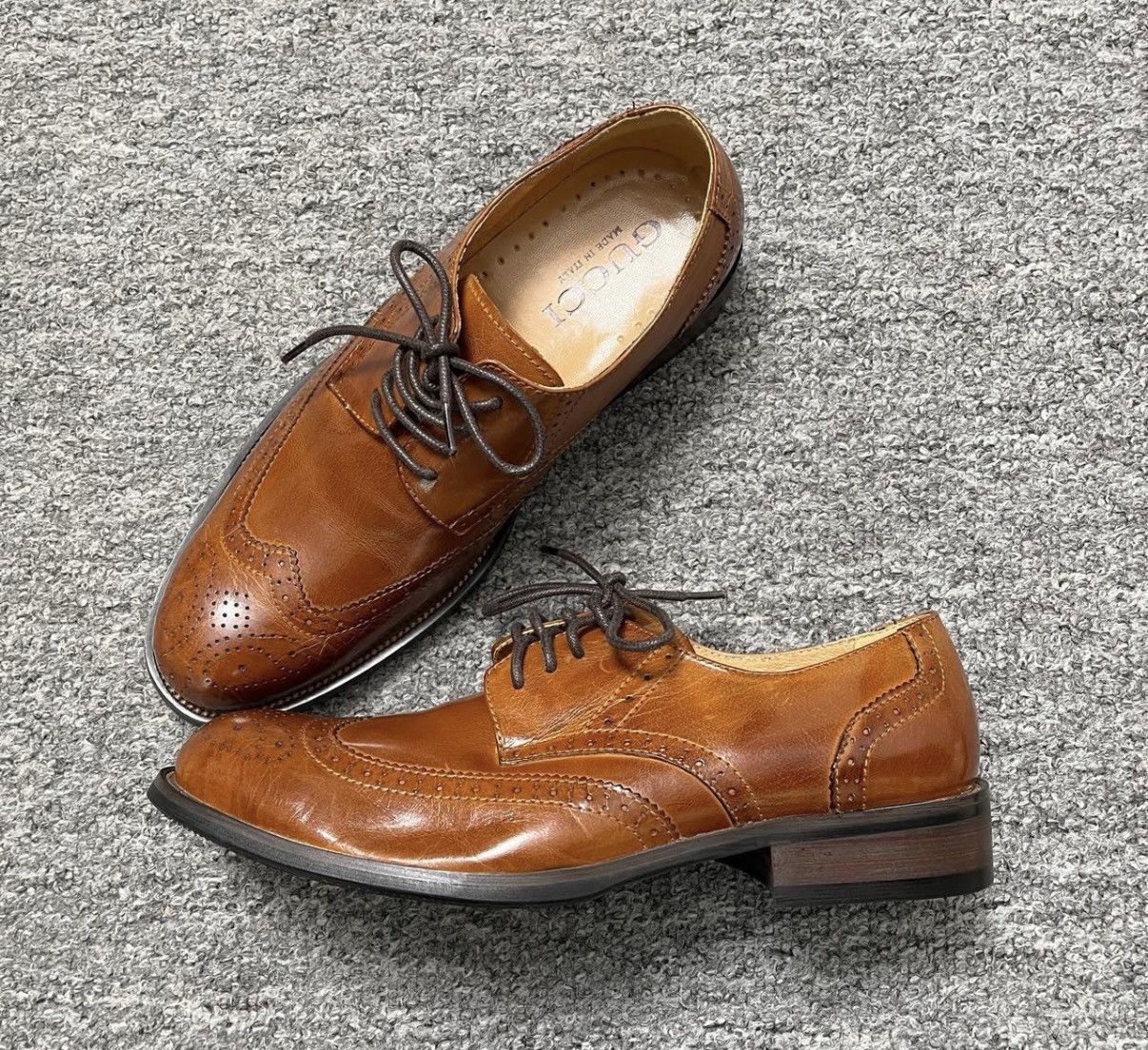 Gucci Gucci Brown Leather Shoes K12 Size US 7 / EU 40 - 1 Thumbnail