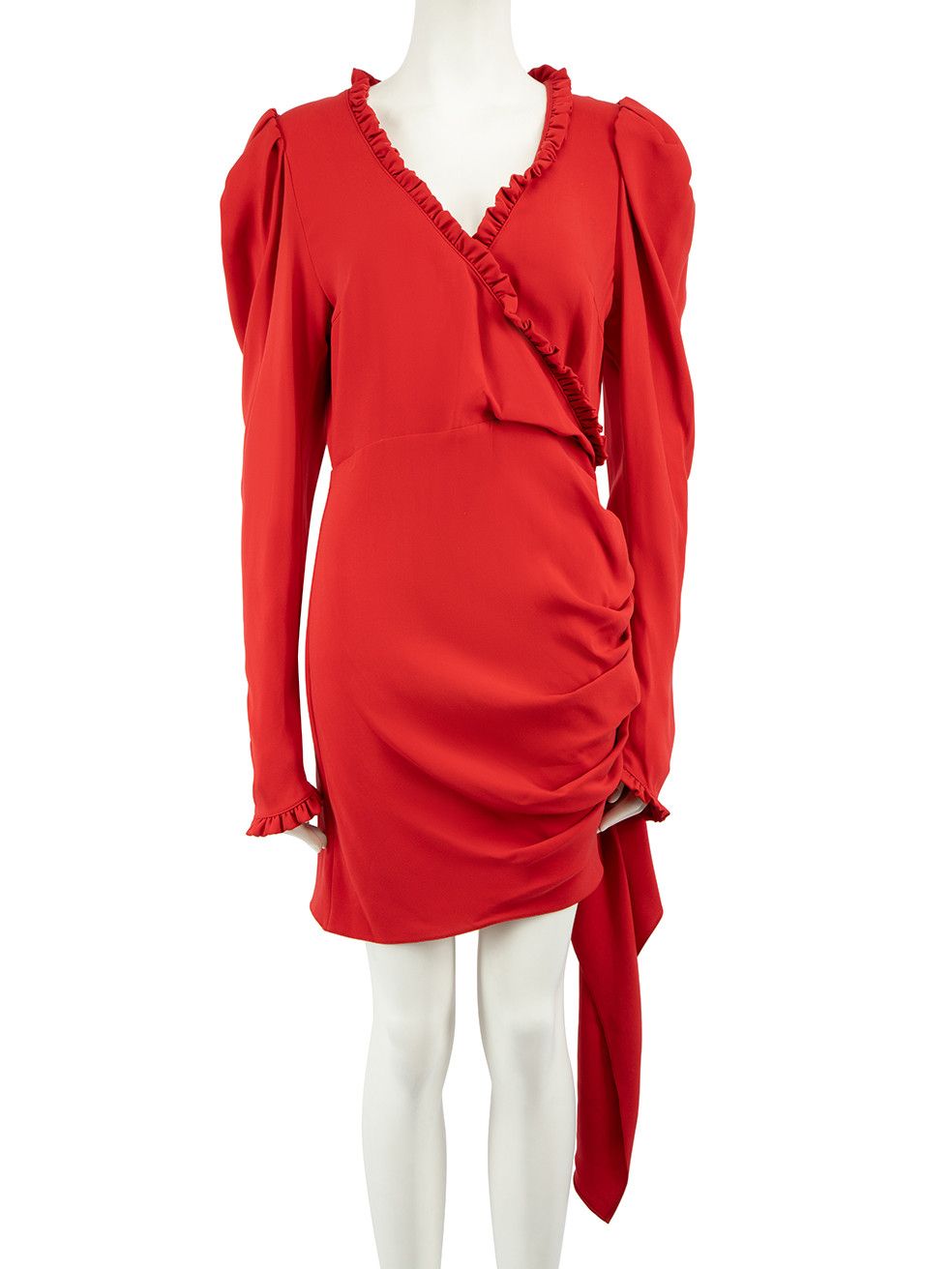 image of Magda Butrym Red Silk Ruffle Trim Mini Dress, Women's (Size Small)
